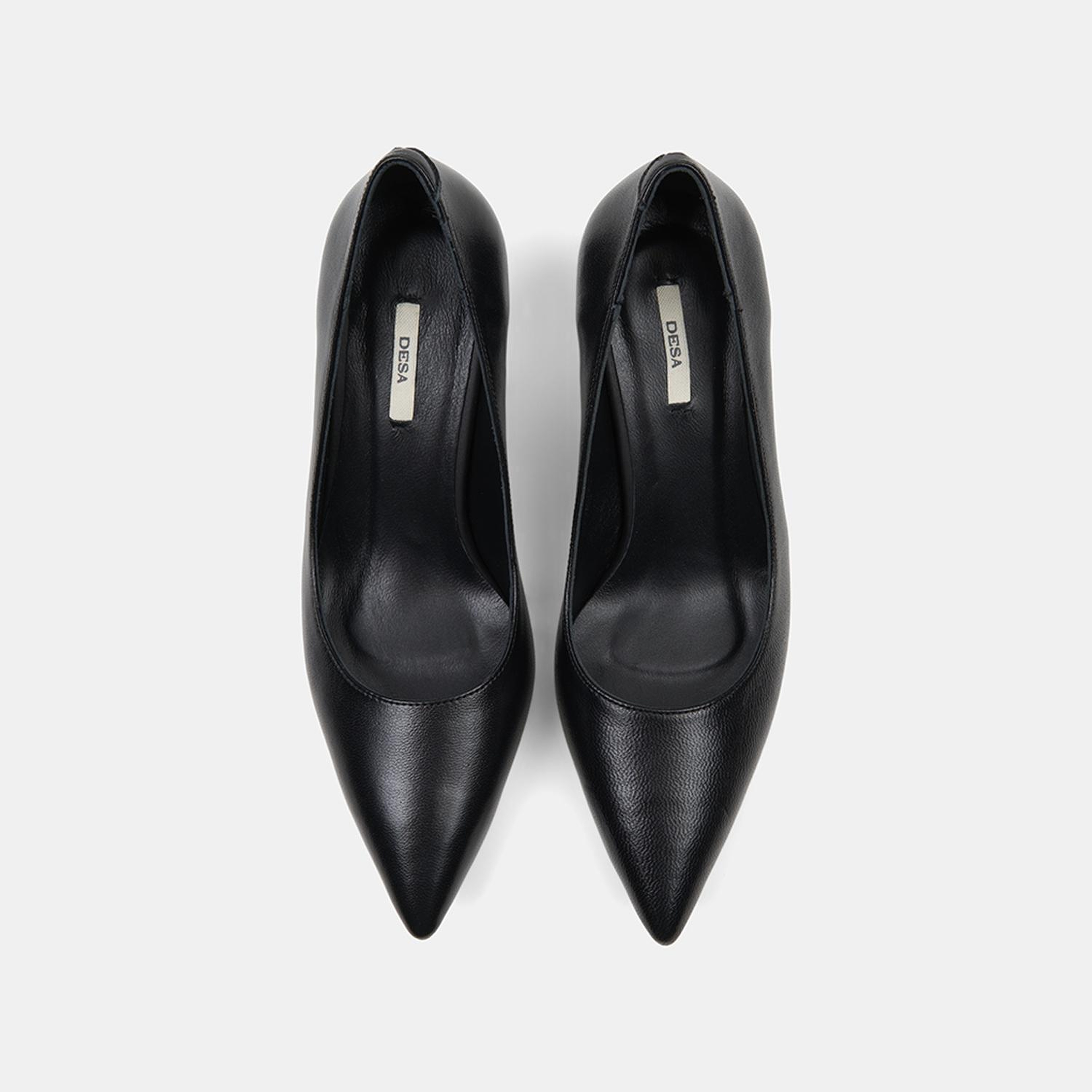 Kadın Siyah Sivri Burunlu Klasik Deri Stiletto