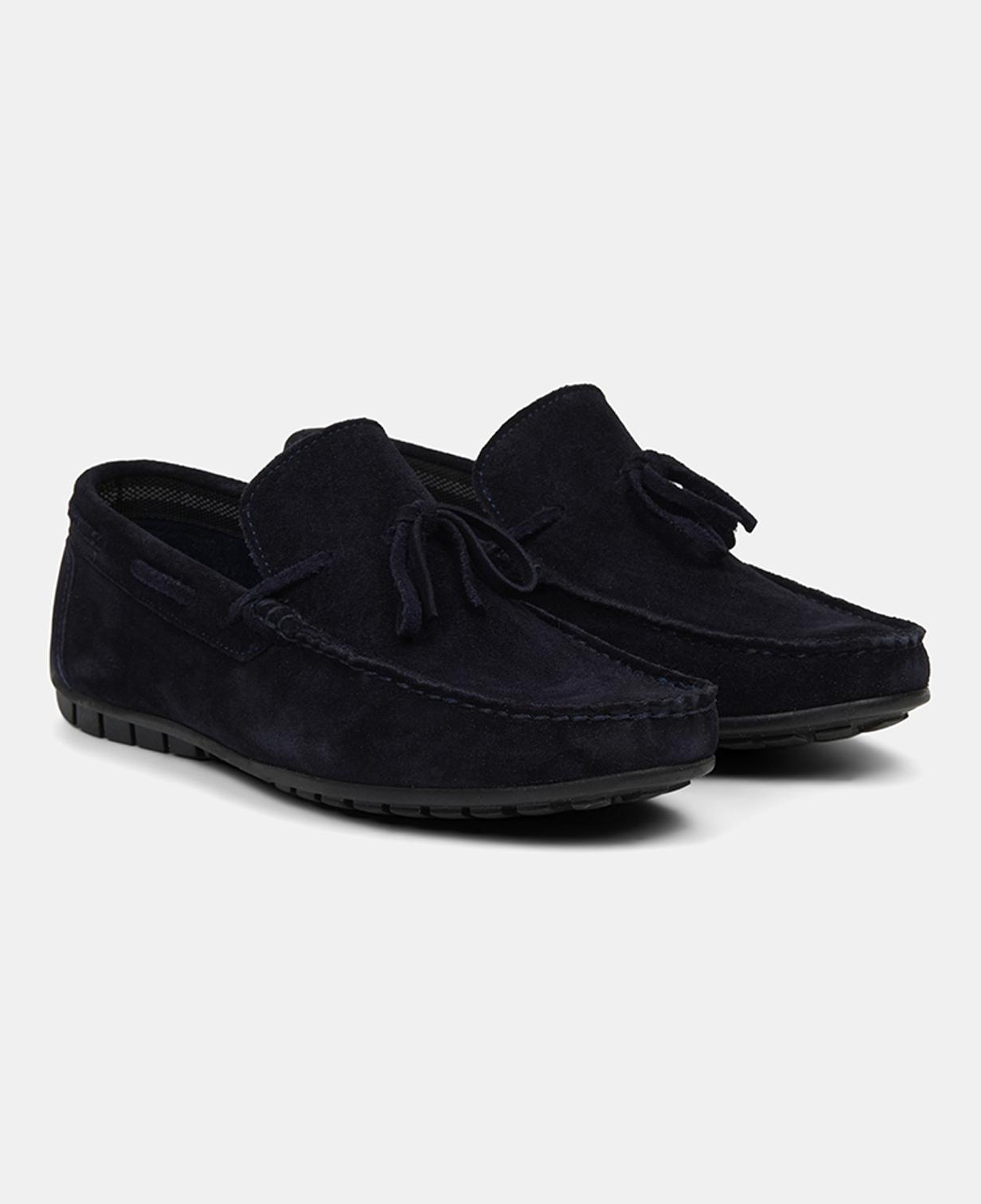 Erkek Lacivert Bağcık Detaylı Süet Loafer
