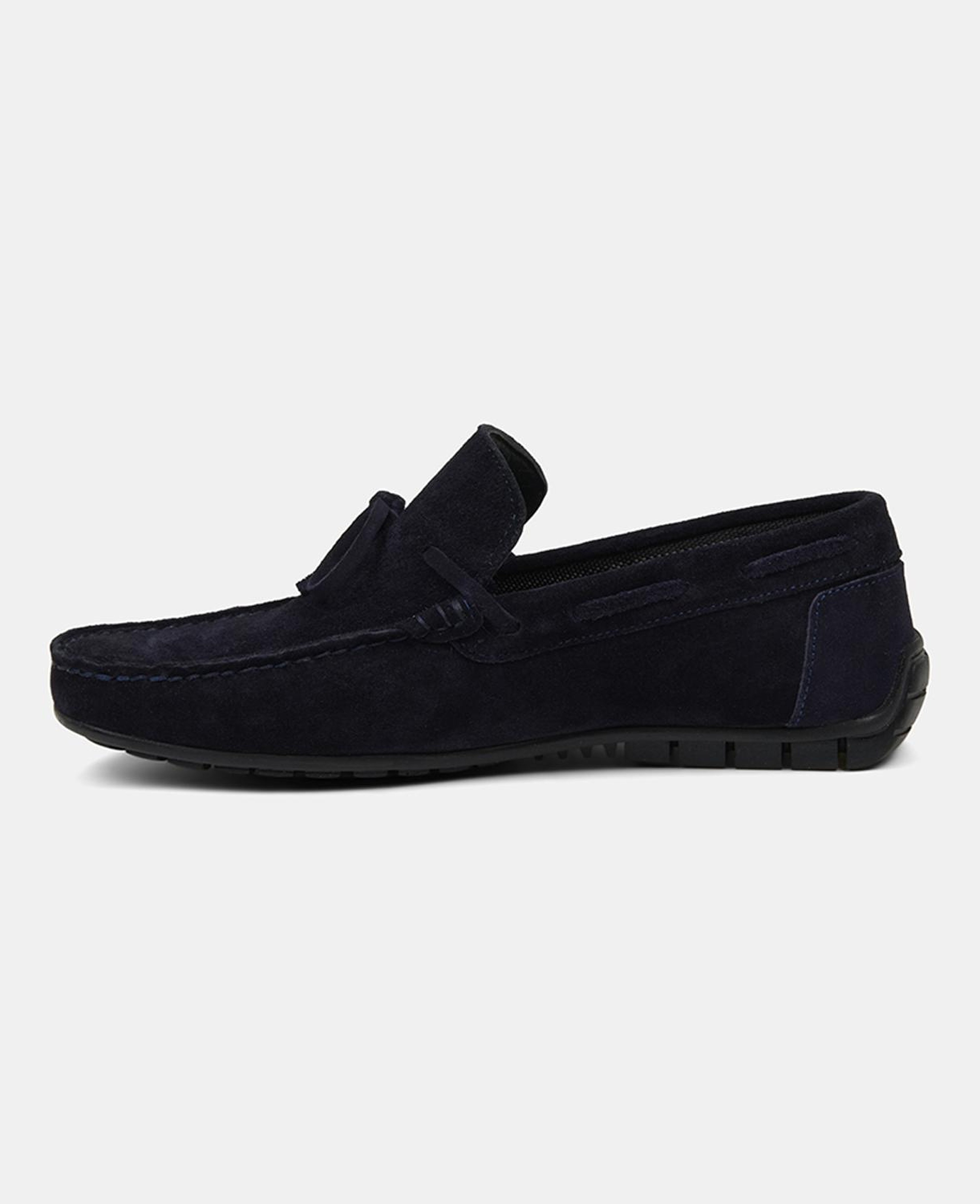 Erkek Lacivert Bağcık Detaylı Süet Loafer