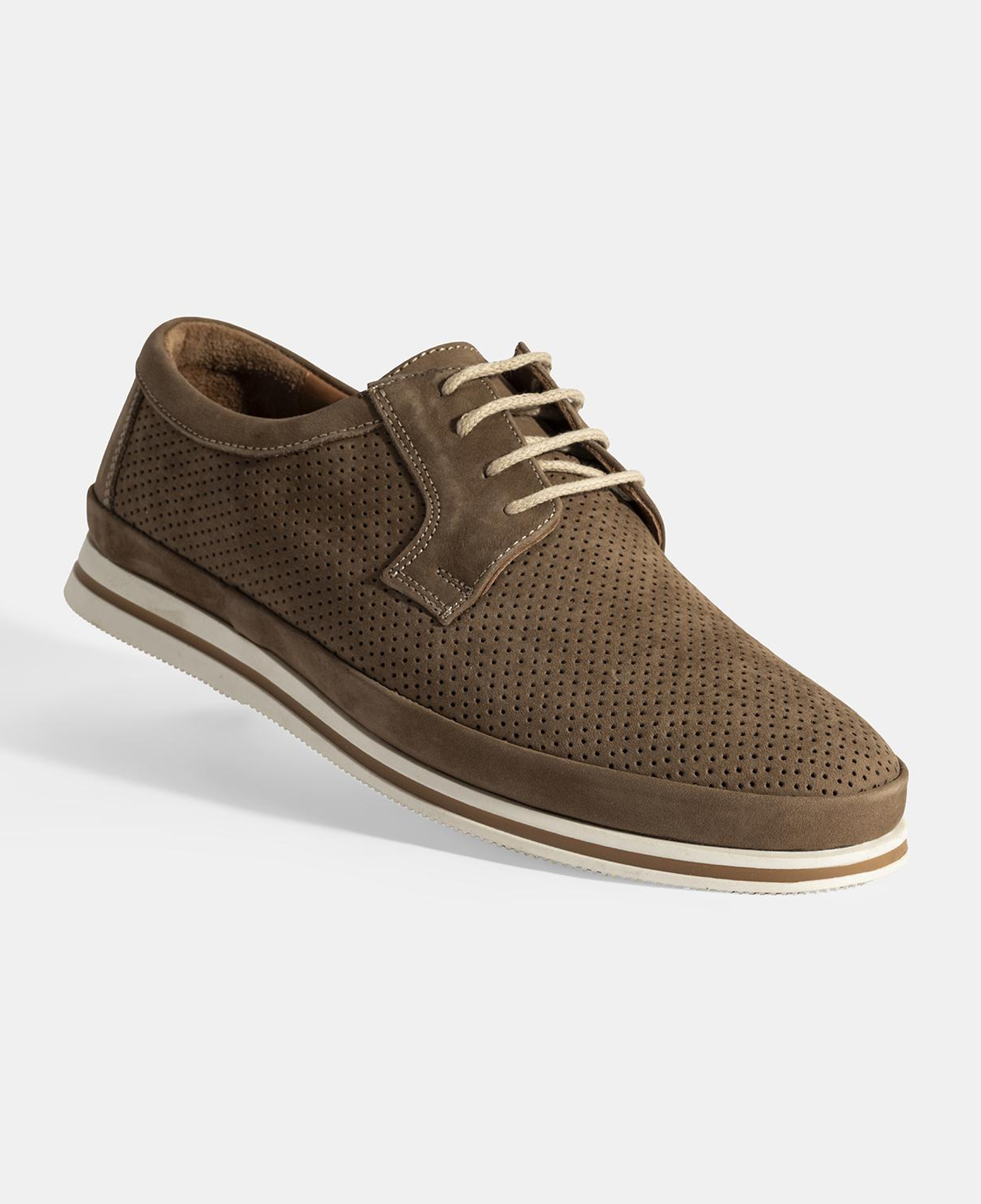 Erkek Vizon Nubuk Deri Bağcıklı Günlük Ayakkabı