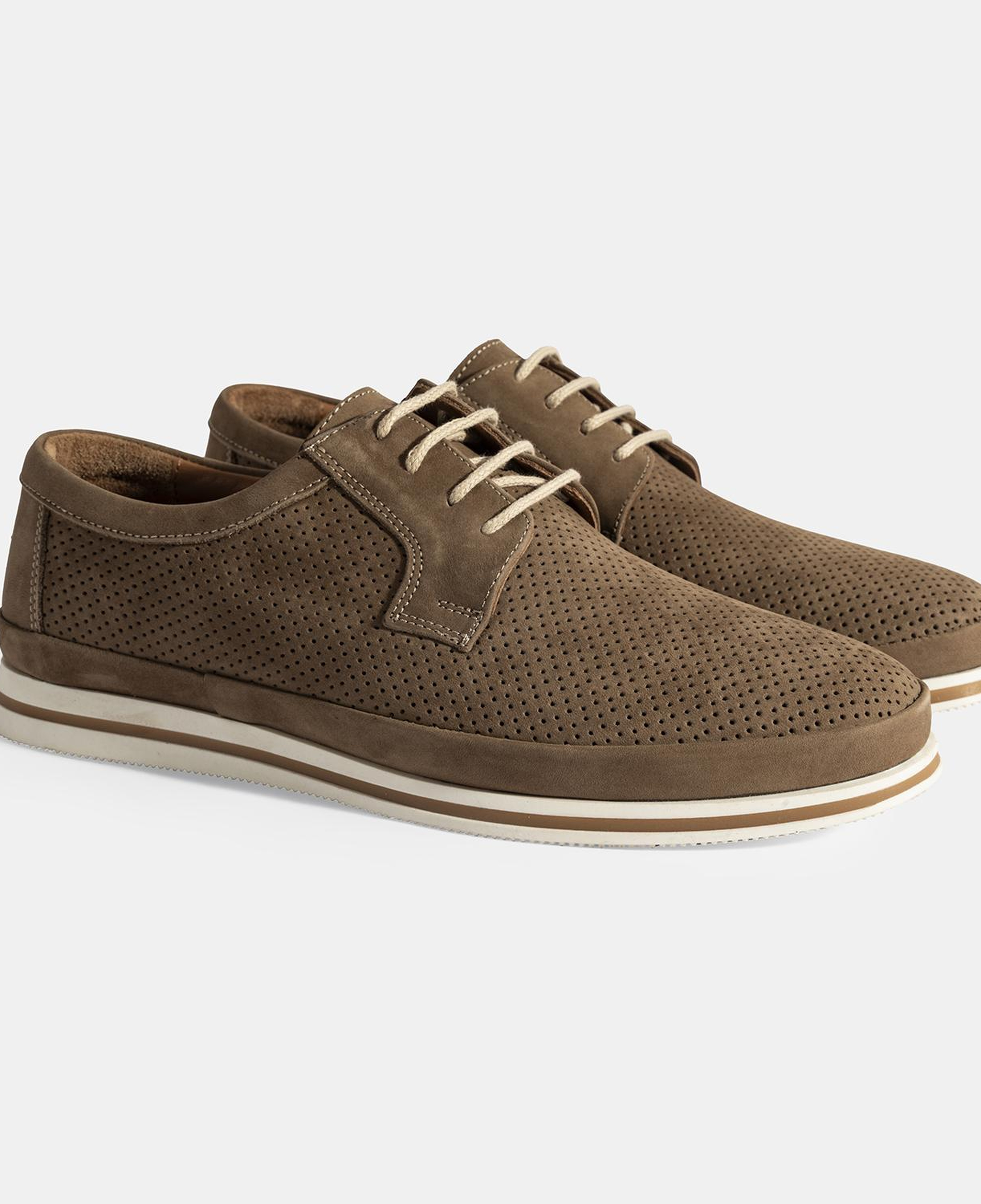 Erkek Vizon Nubuk Deri Bağcıklı Günlük Ayakkabı