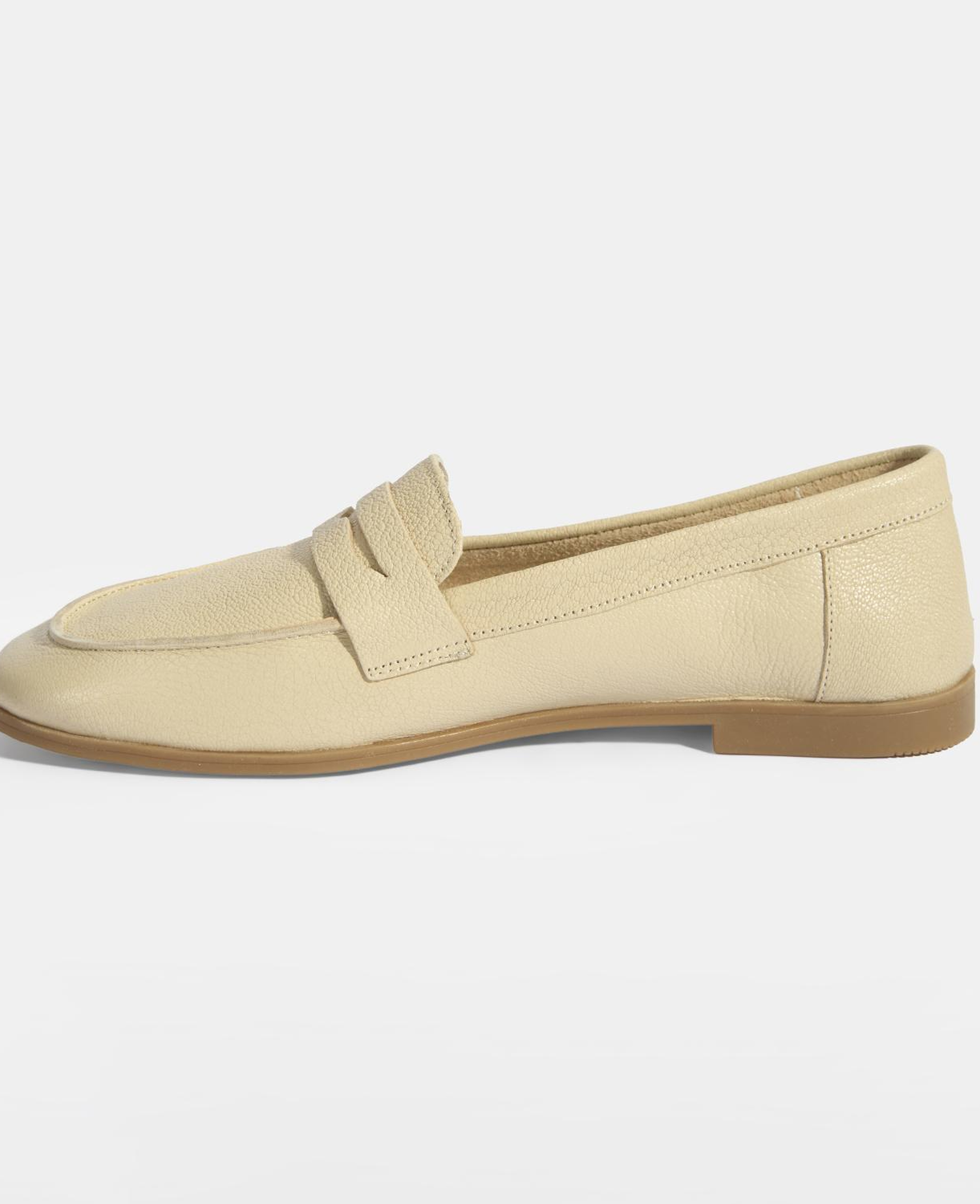 Kadın Bej Slip-On Deri Loafer