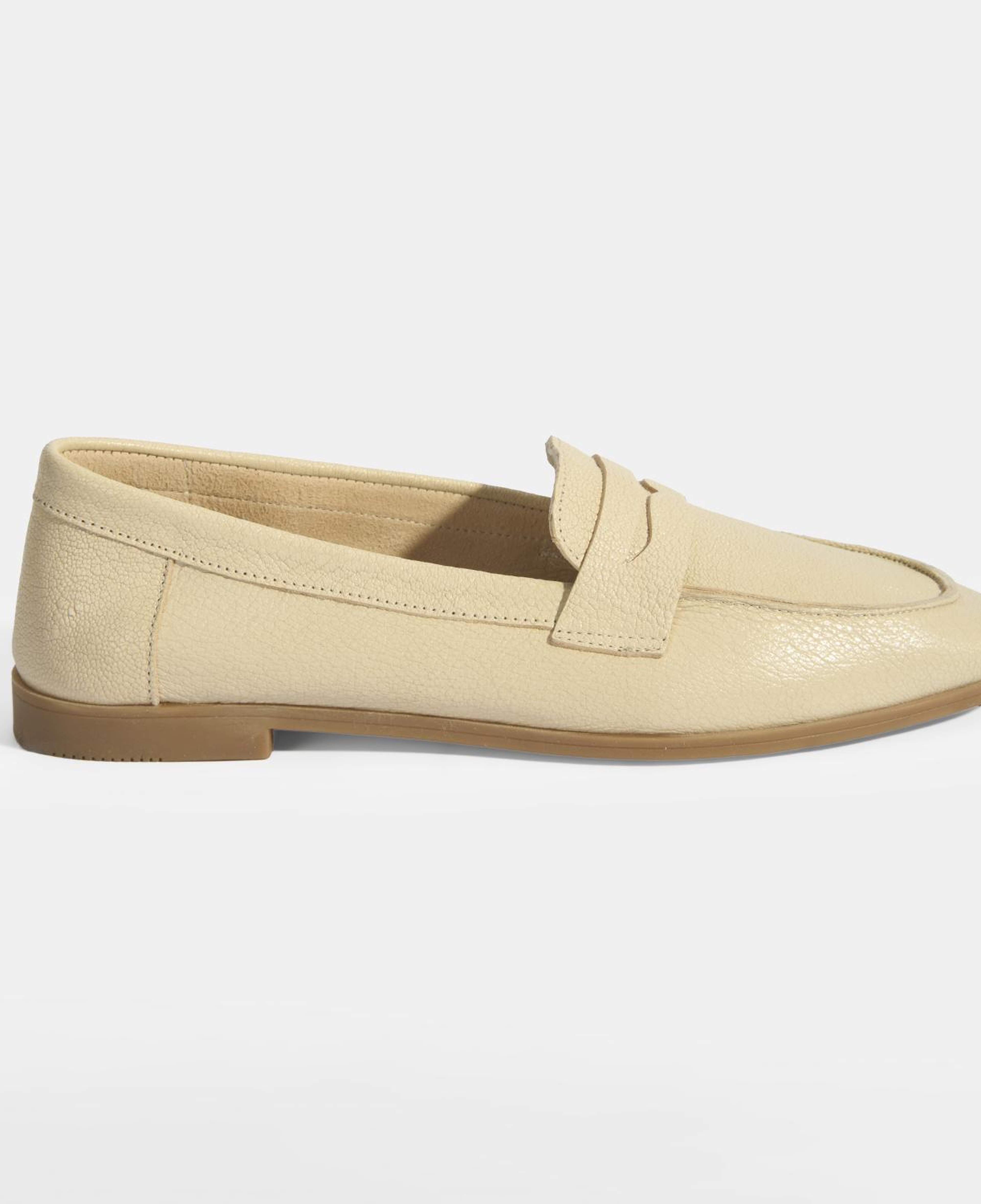 Kadın Bej Slip-On Deri Loafer