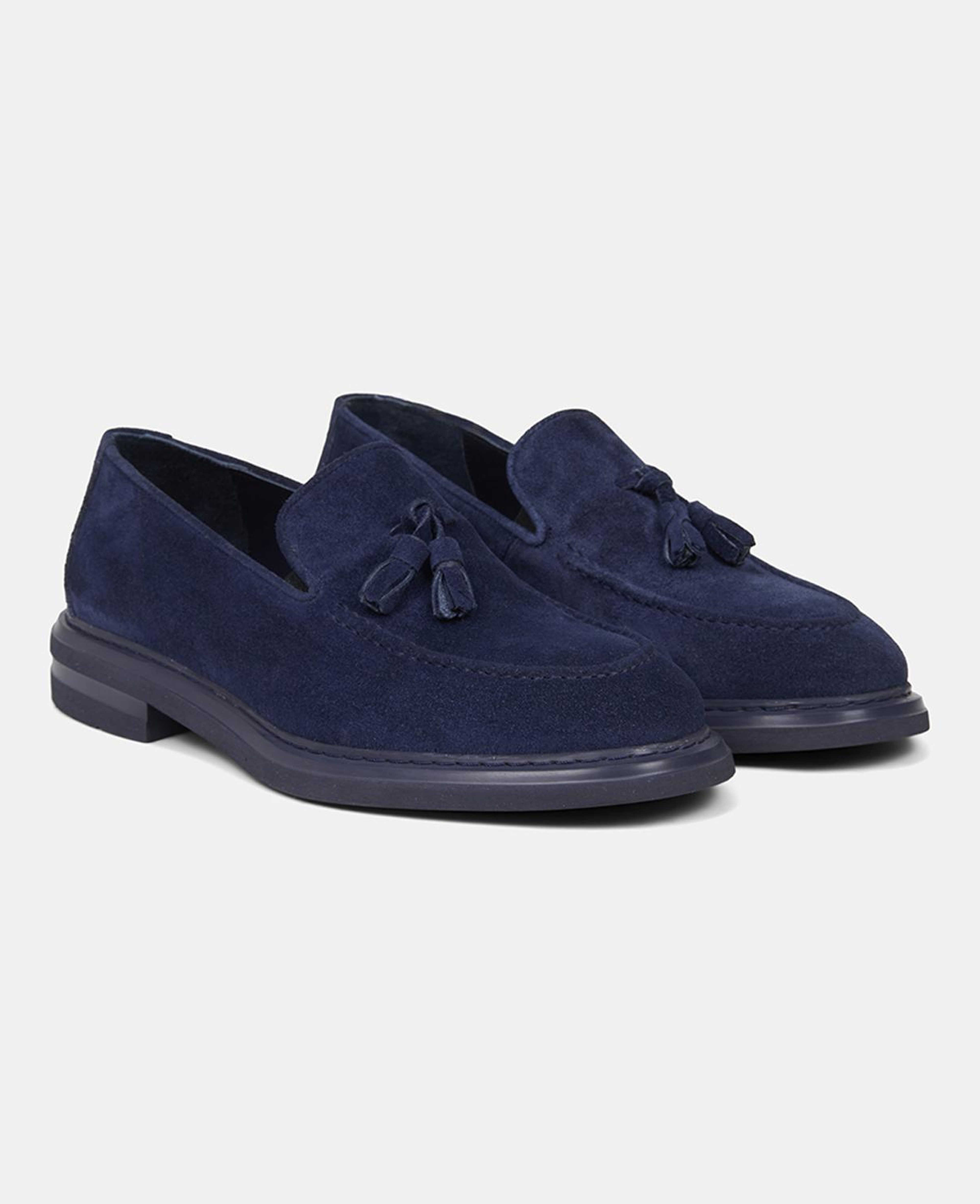 Erkek Lacivert Püskül Detaylı Klasik Süet Deri Loafer