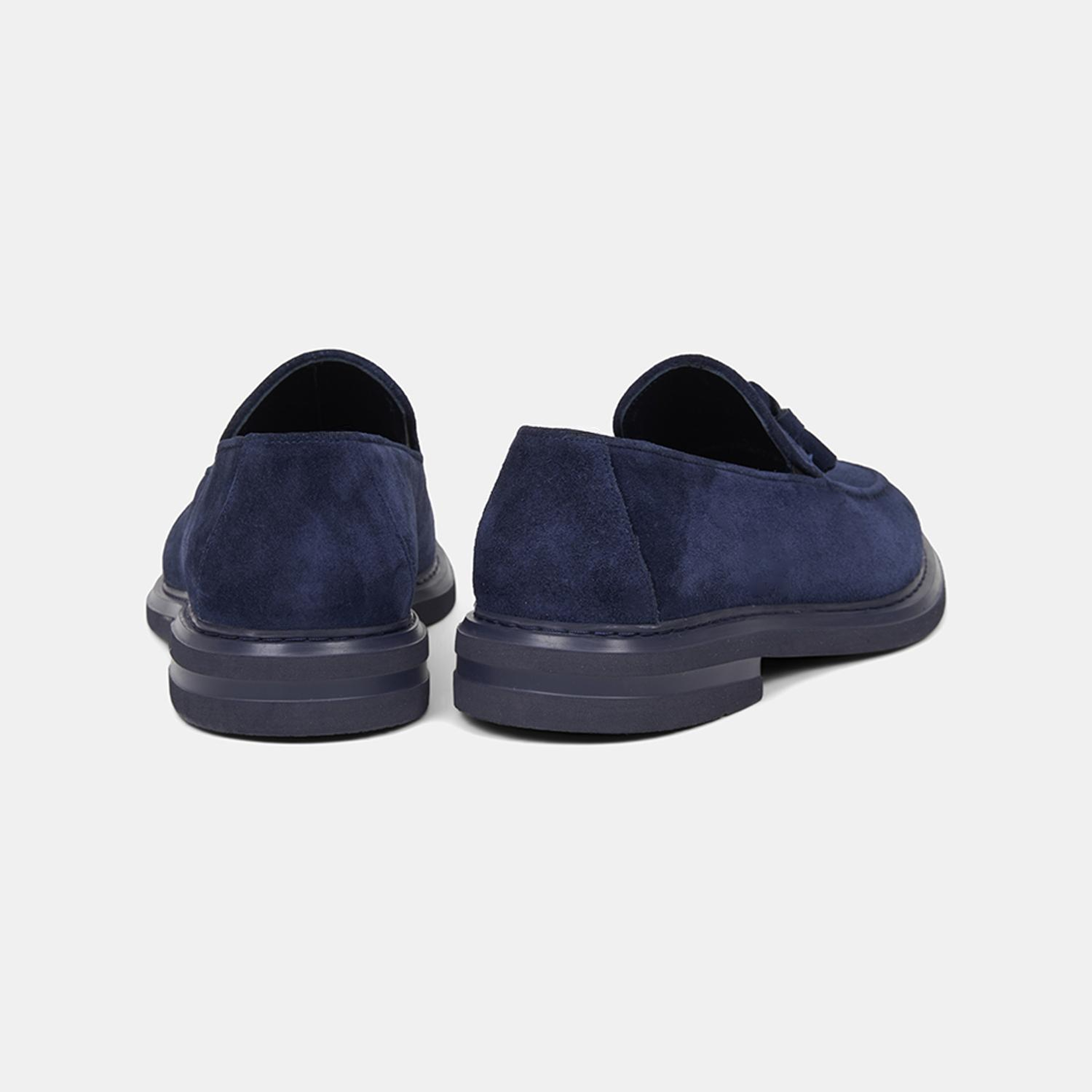 Erkek Lacivert Püskül Detaylı Klasik Süet Deri Loafer