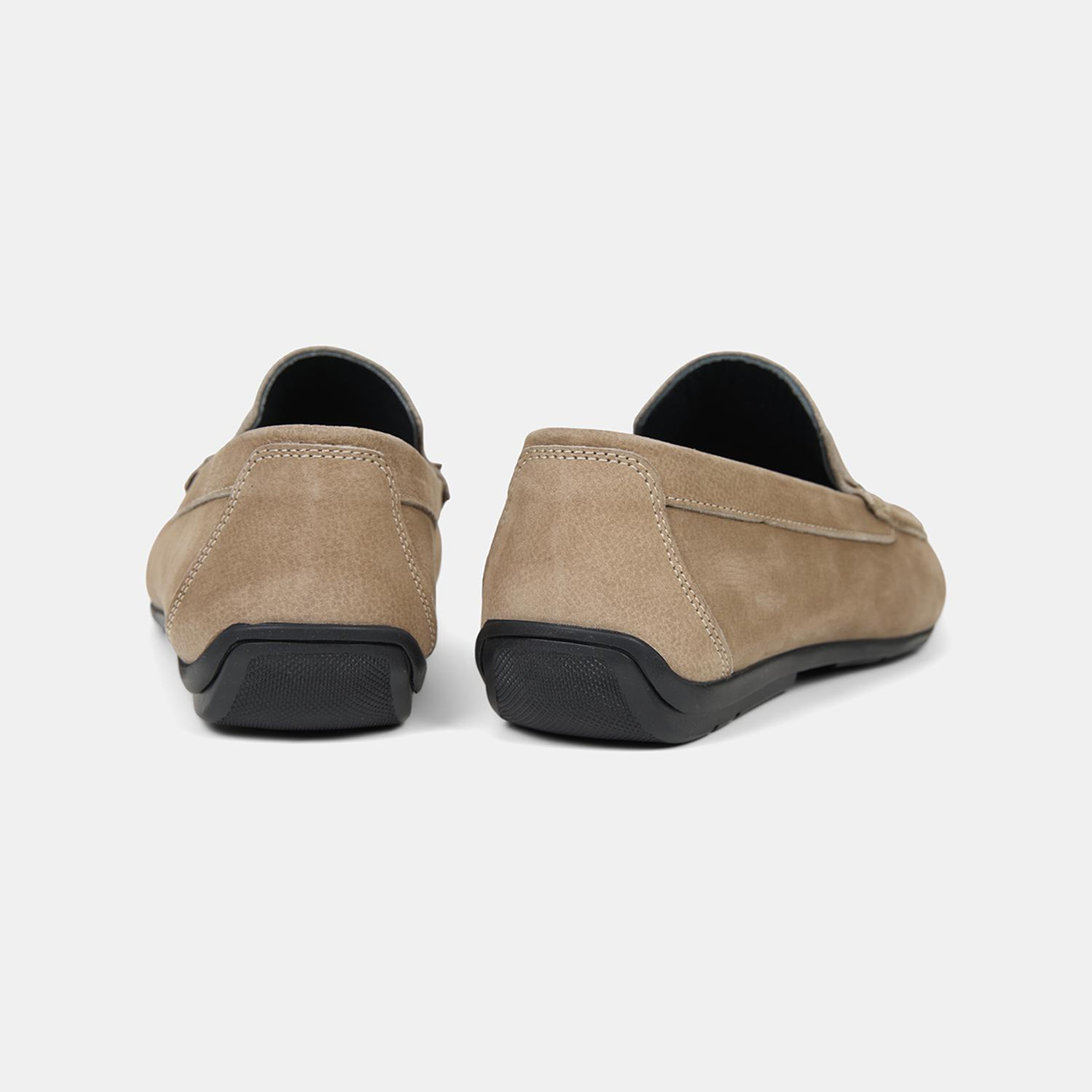 Erkek Vizon Metal Aksesuarlı Nubuk Deri Loafer