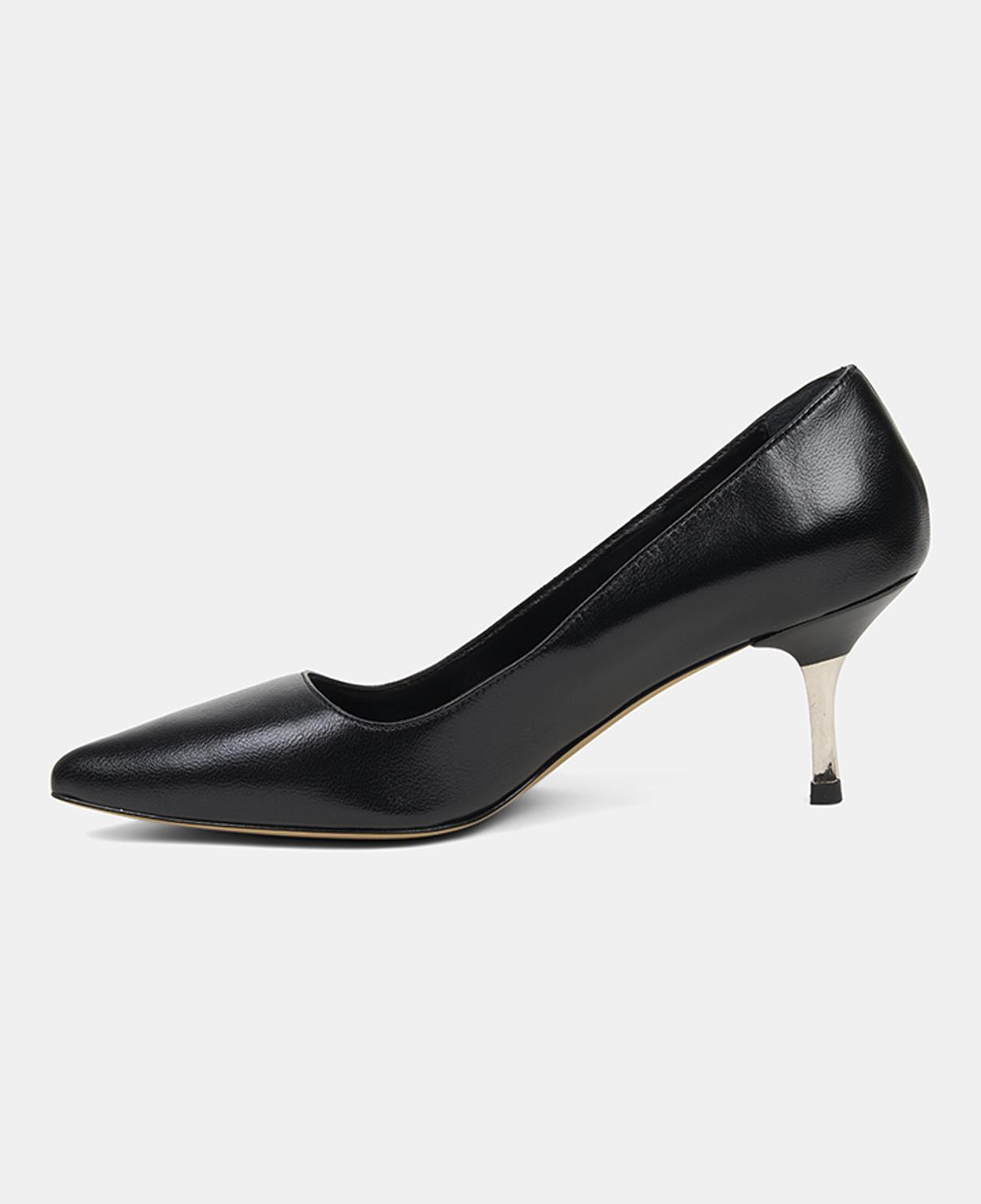 Kadın Siyah Sivri Burunlu Deri Stiletto