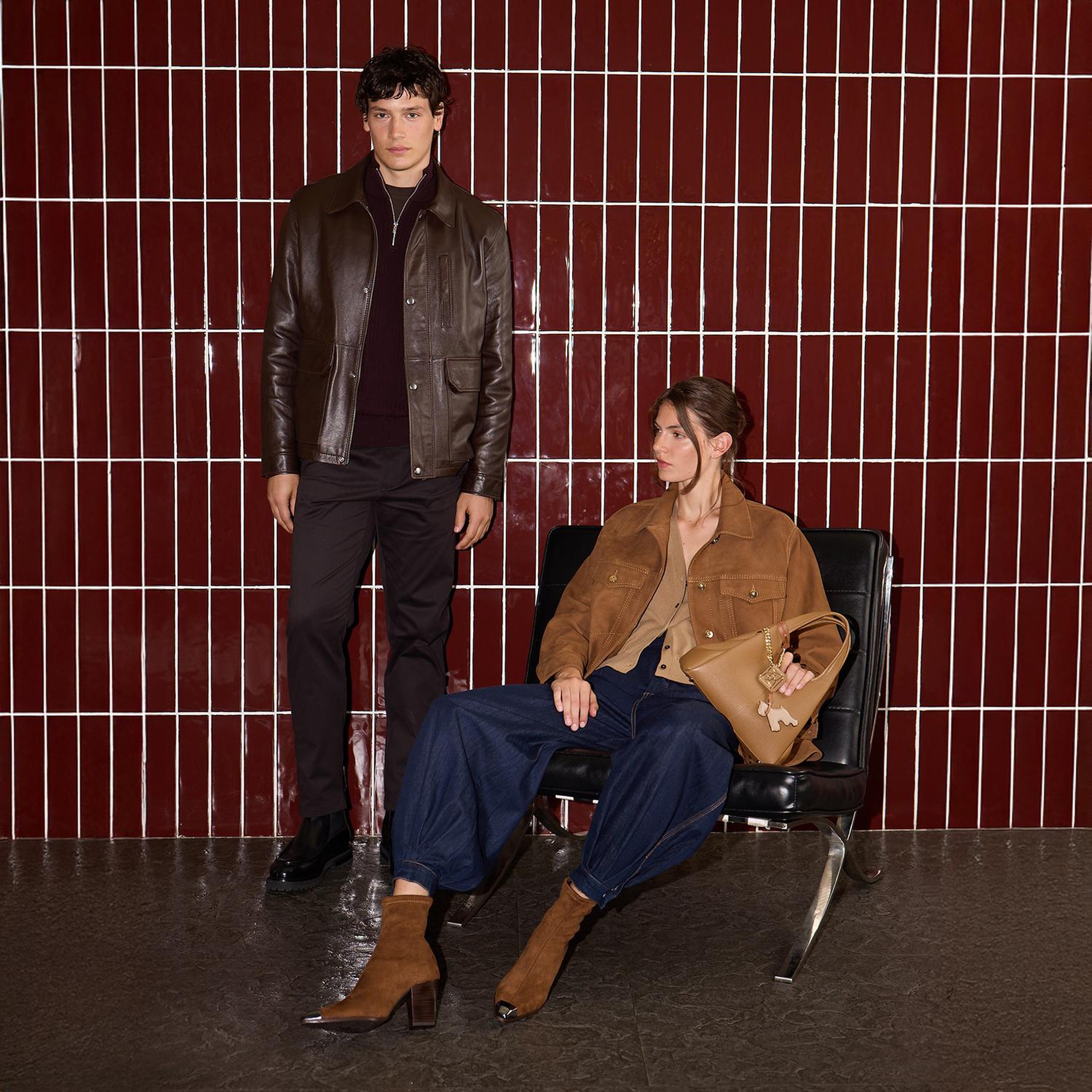 Kadın Kahve Gömlek Yakalı Spor Dikiş Detaylı Süet Ceket