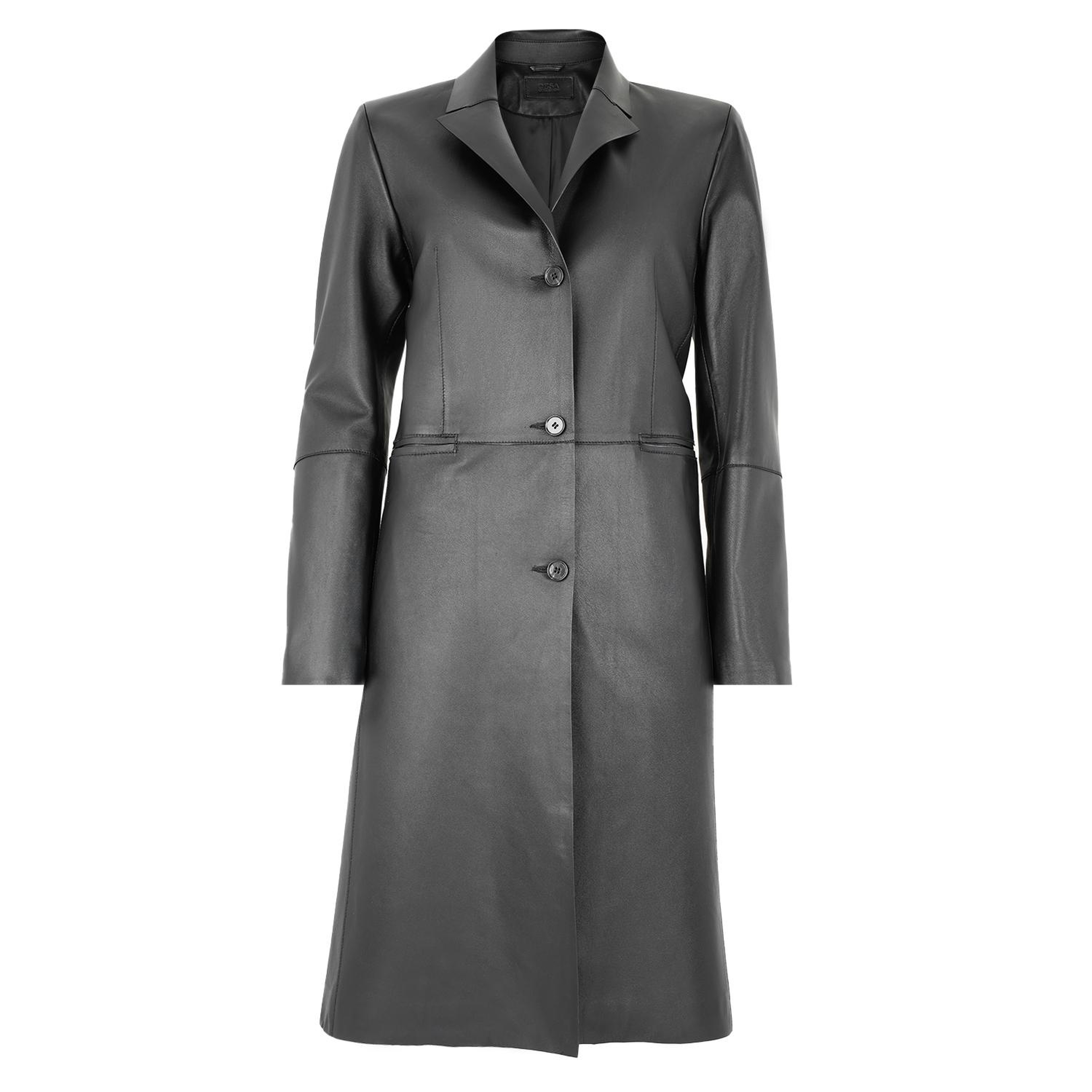 Canika Siyah Kadın Deri Blazer Trençkot