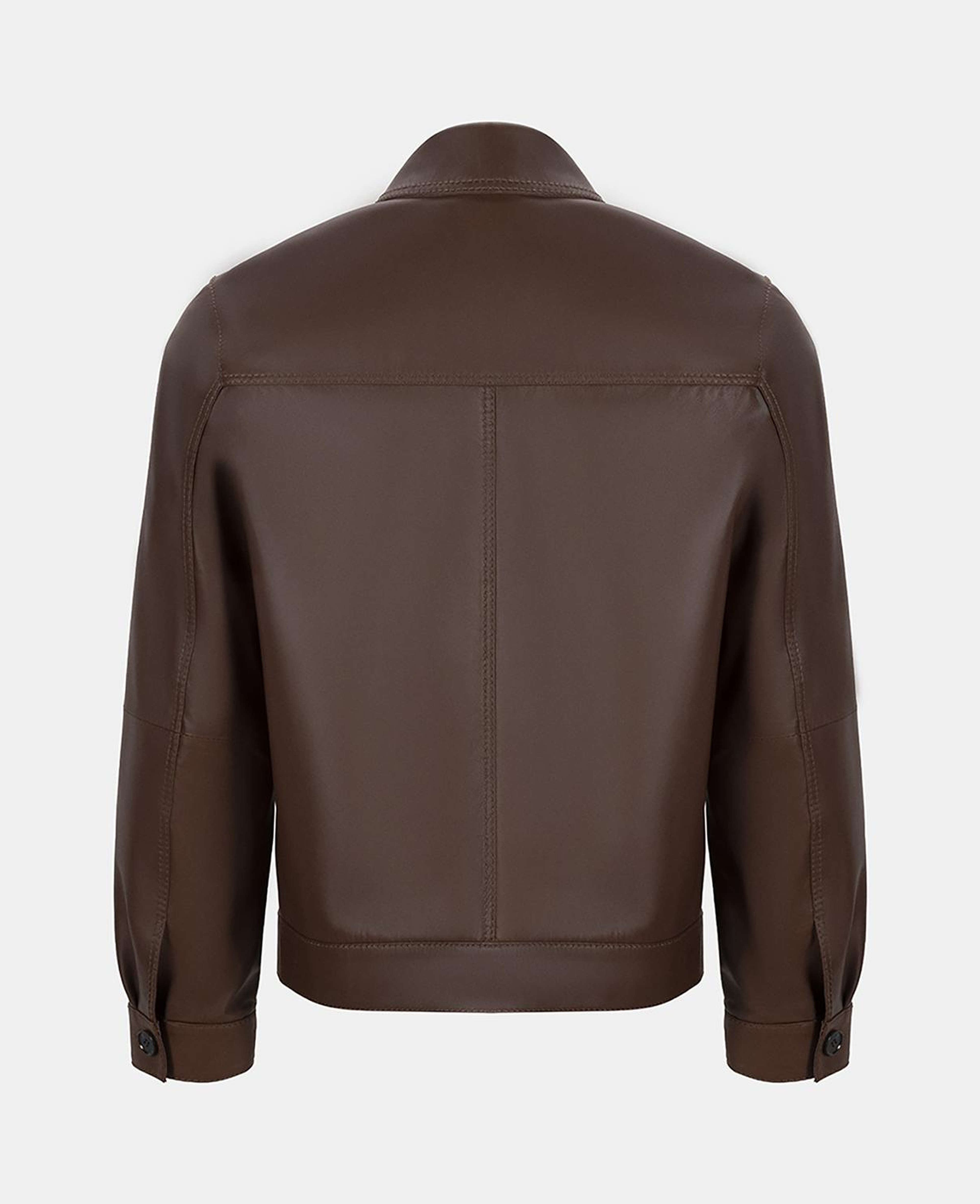 Erkek Kahve Gömlek Yakalı Deri Ceket