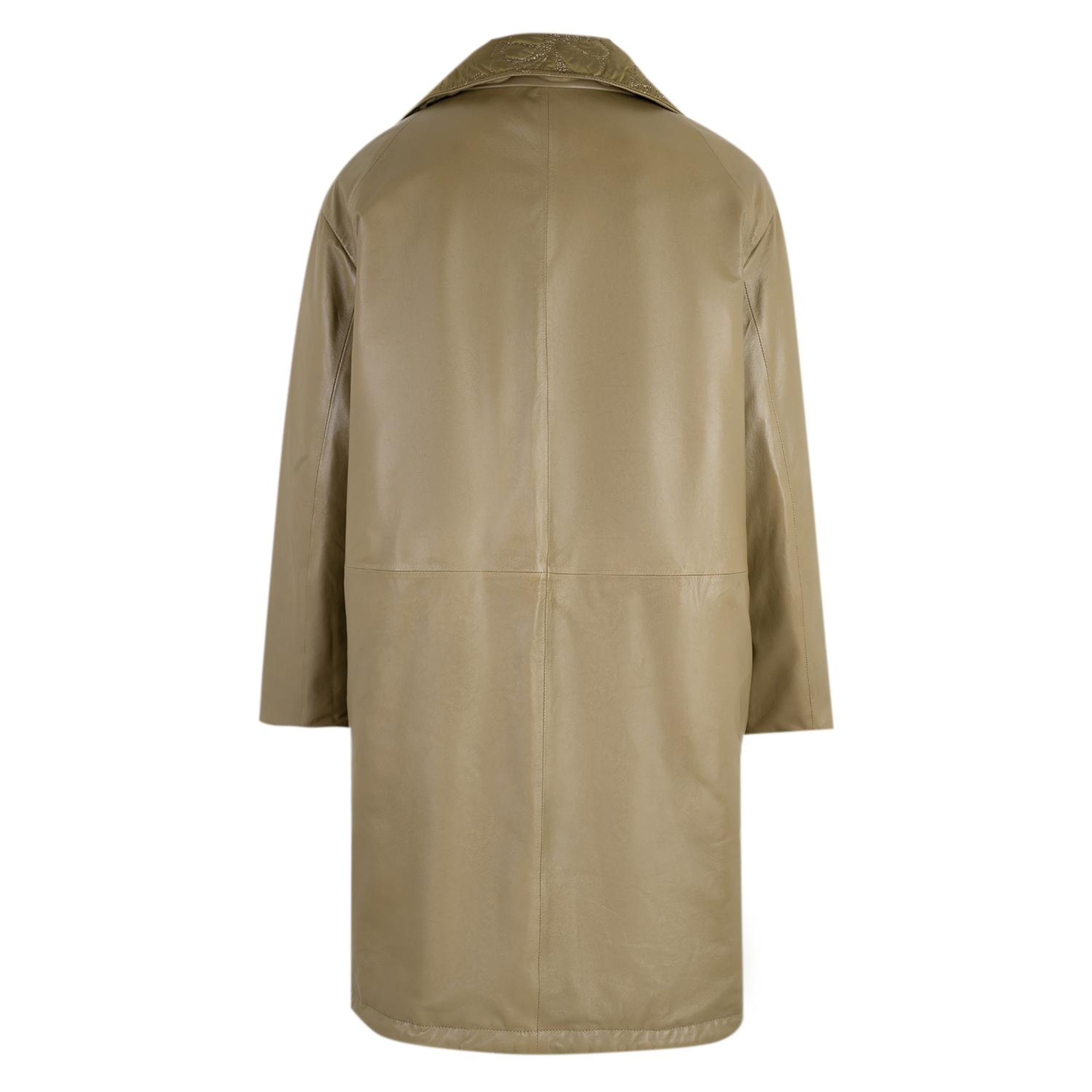 Azia Haki Kadın Çift Taraflı Deri Trençkot