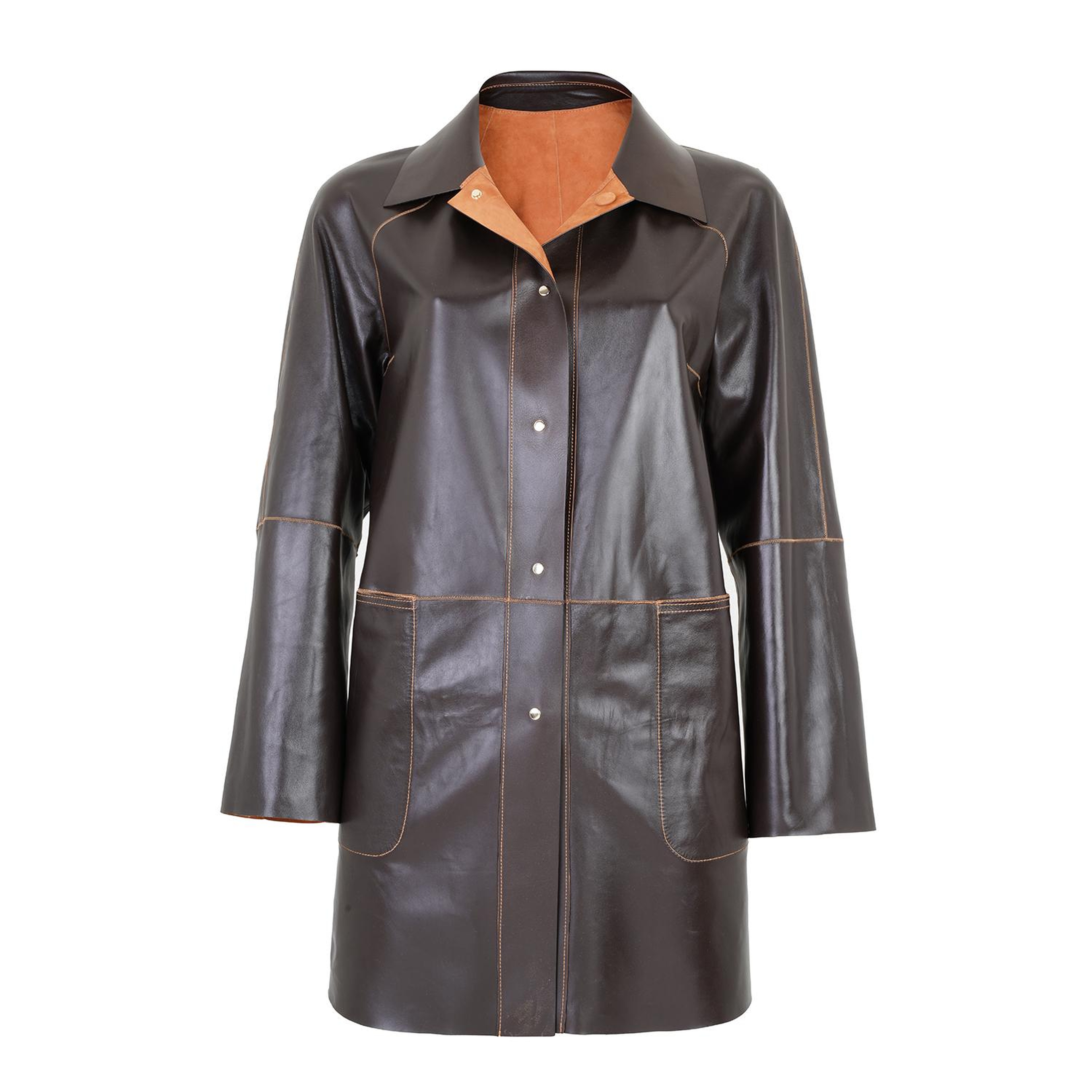 Bena Konyak Kadın Çift Taraflı Süet Deri Pardösü