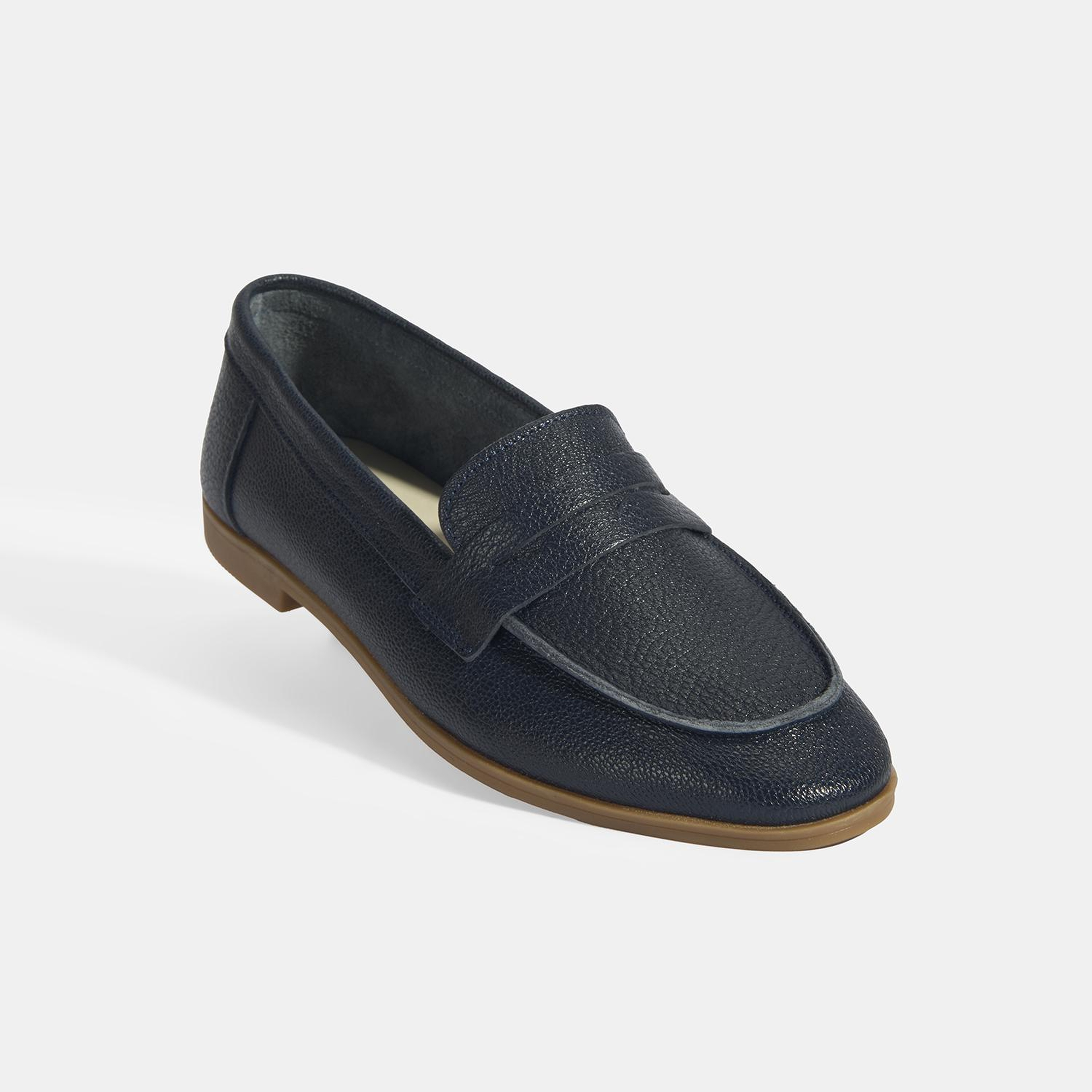 Kadın Lacivert Slip-On Deri Loafer
