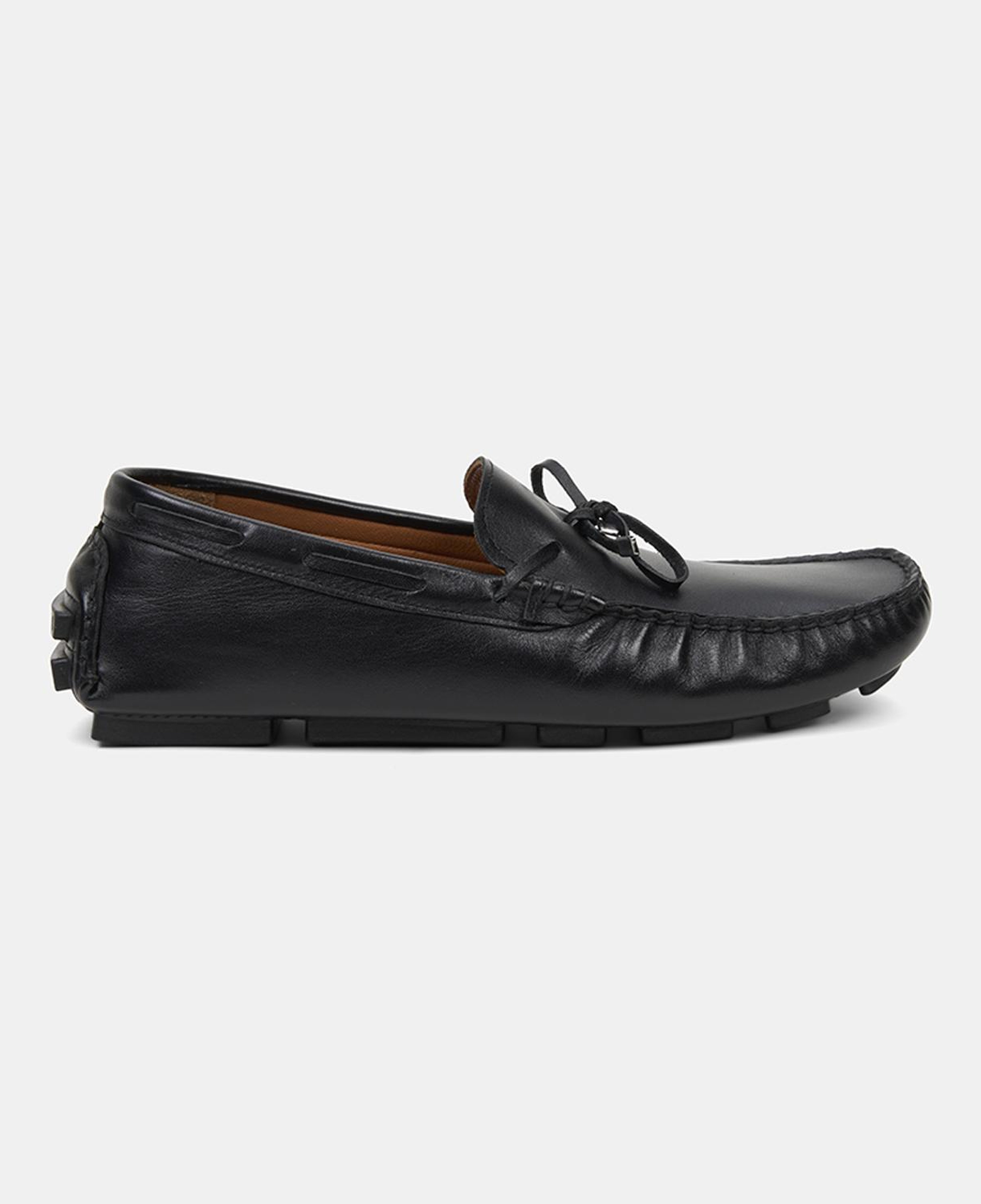 Erkek Siyah Bağcık Detaylı Deri Loafer