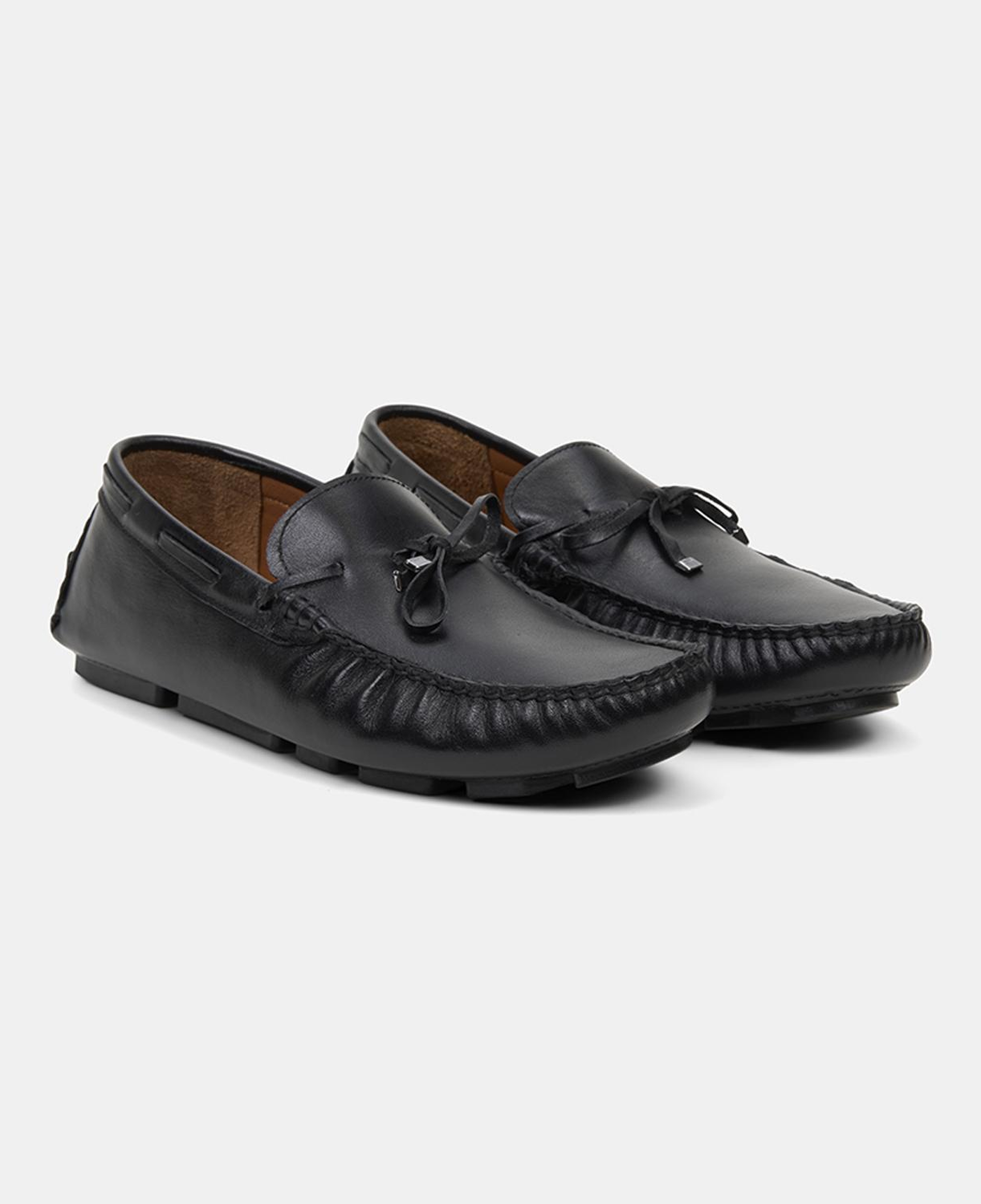 Erkek Siyah Bağcık Detaylı Deri Loafer