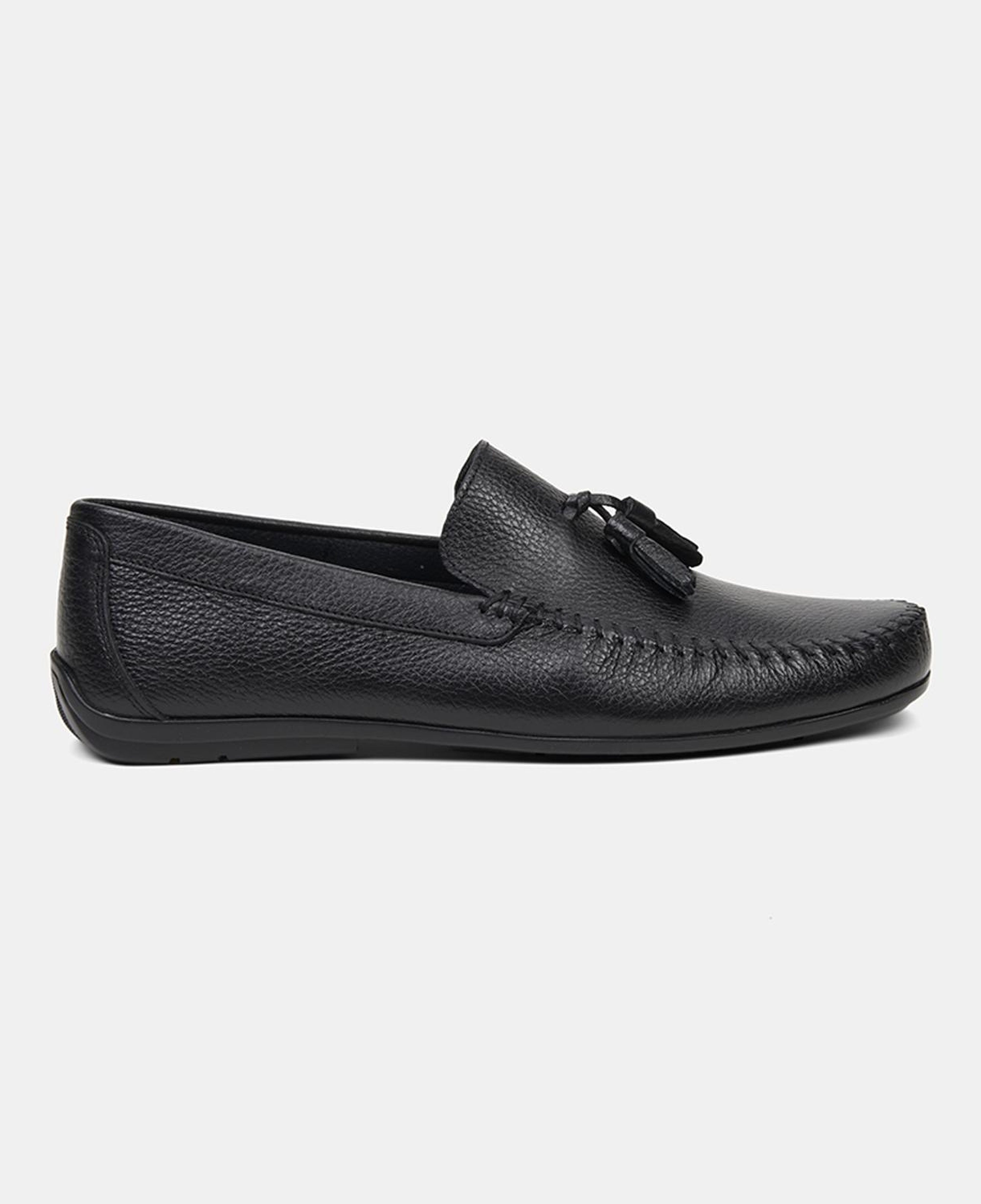 Erkek Siyah Püskül Detaylı Deri Loafer
