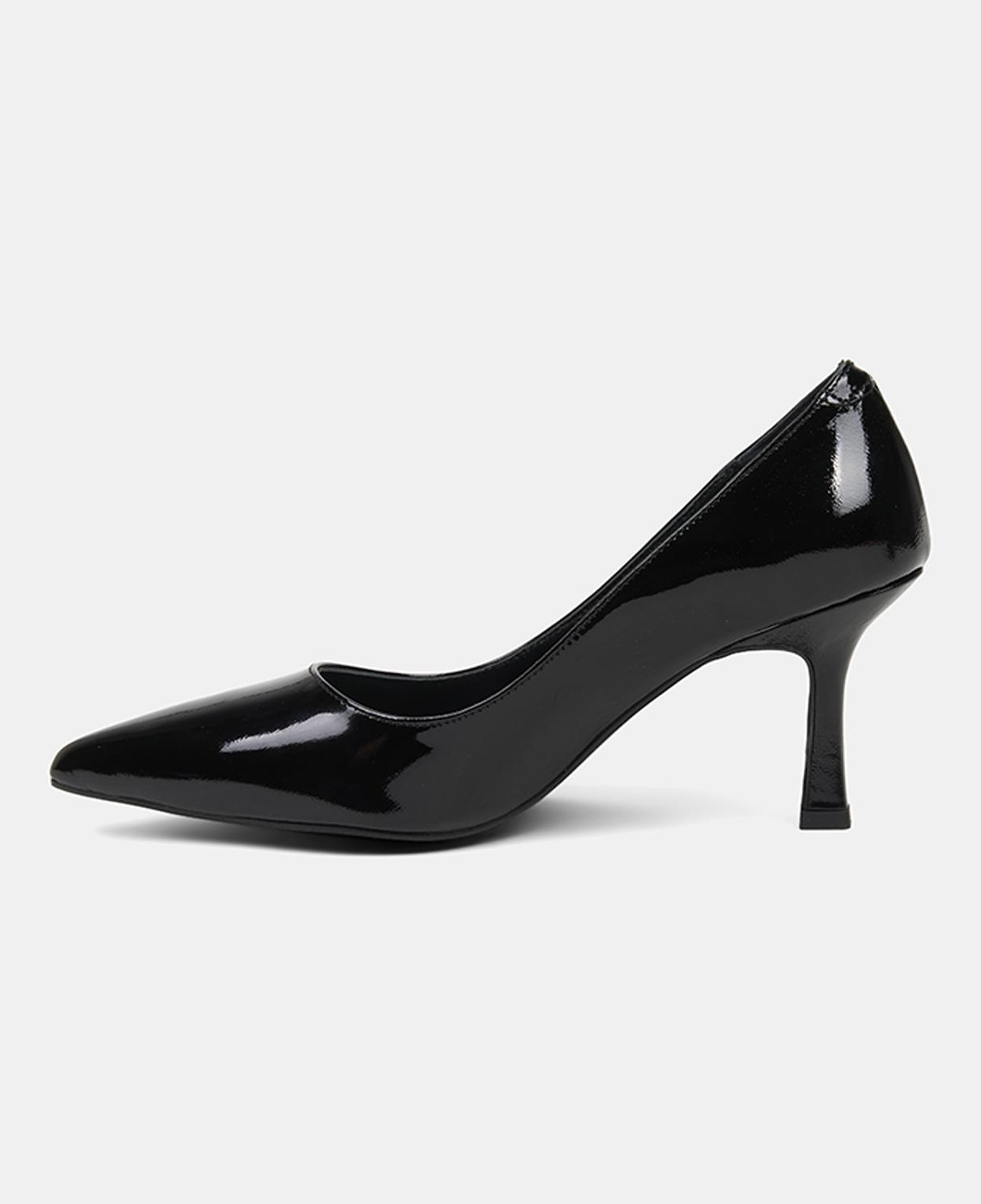 Kadın Siyah Sivri Burunlu Klasik Rugan Deri Stiletto