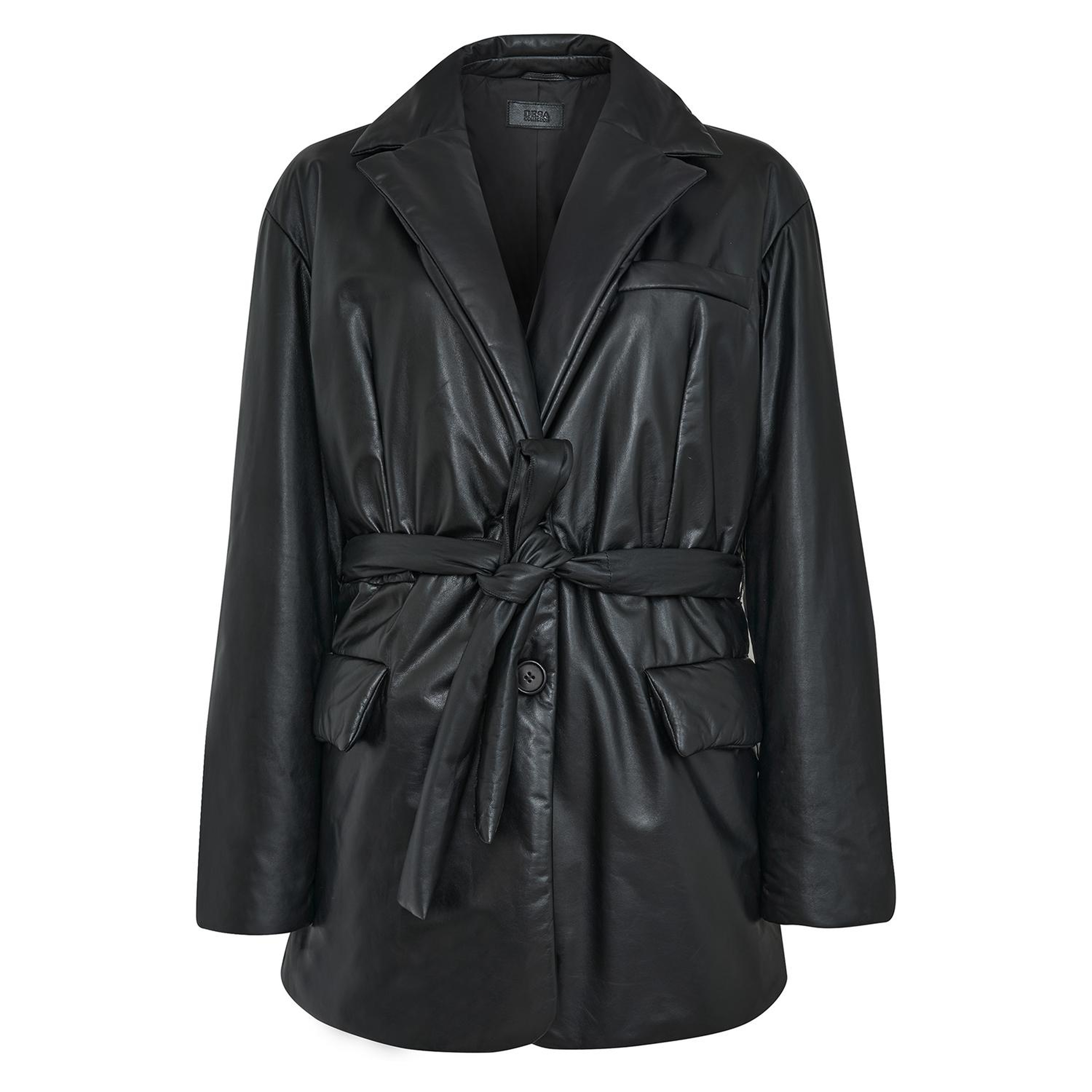 Lena Siyah Kadın Puffer Deri Kaban