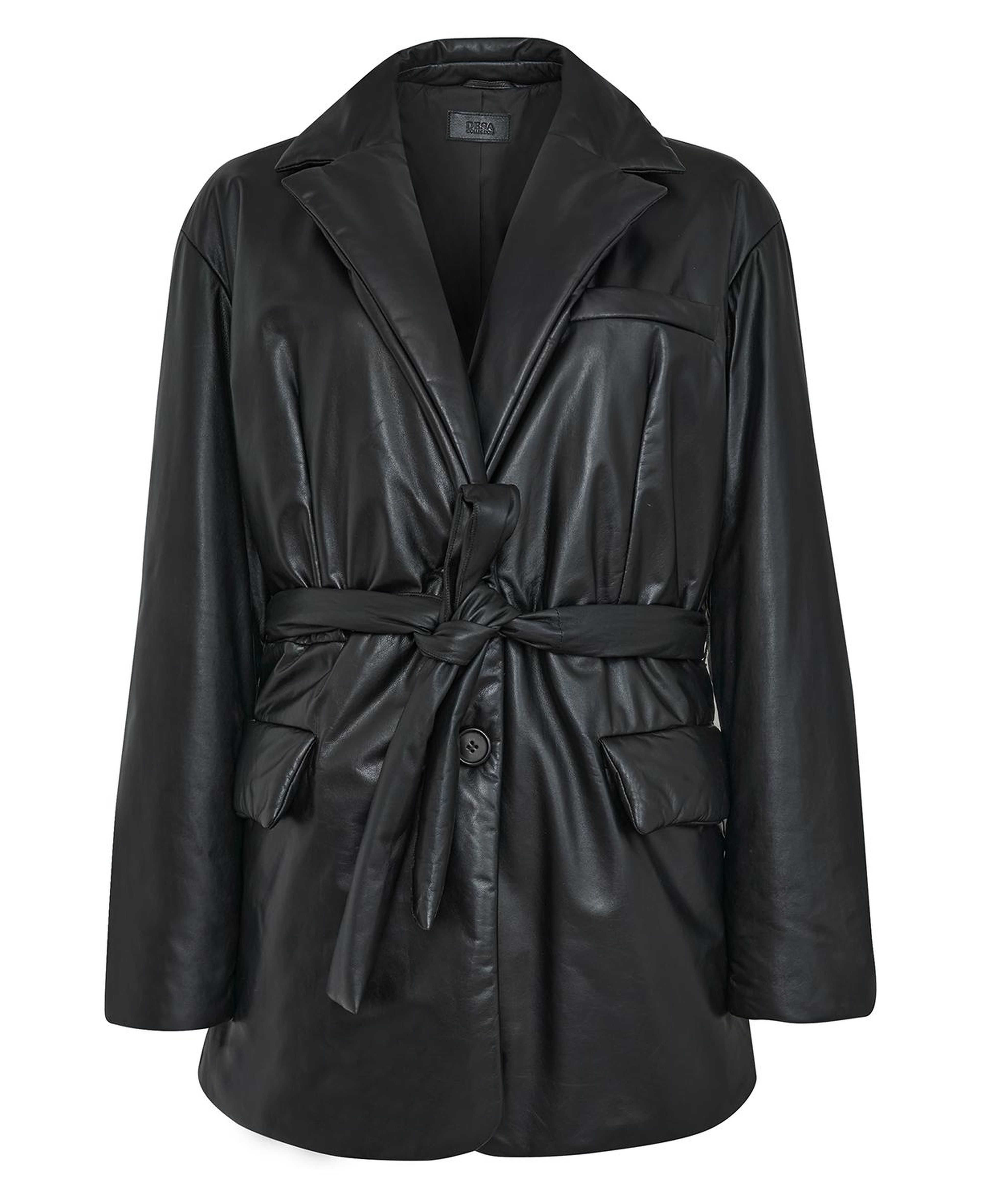 Lena Siyah Kadın Puffer Deri Kaban