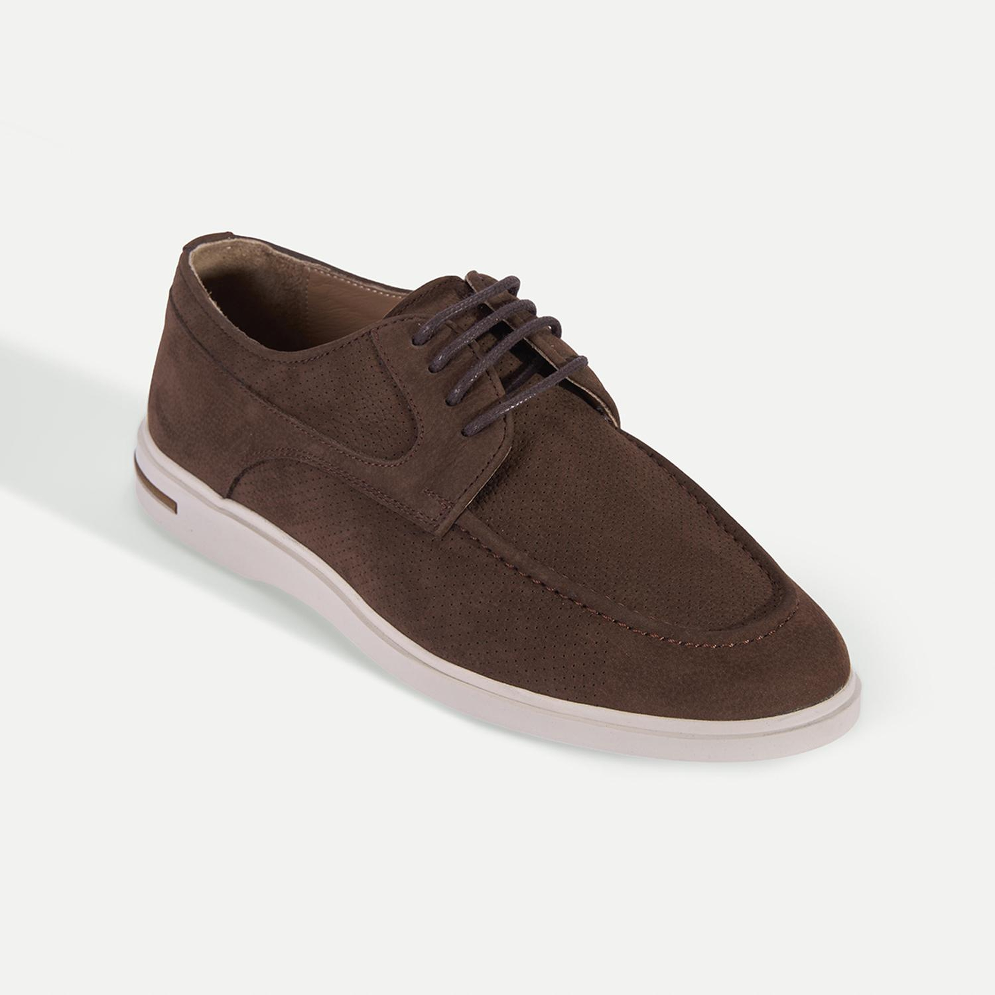 Erkek Kahve Bağcıklı Nubuk Deri Perforeli Günlük Ayakkabı