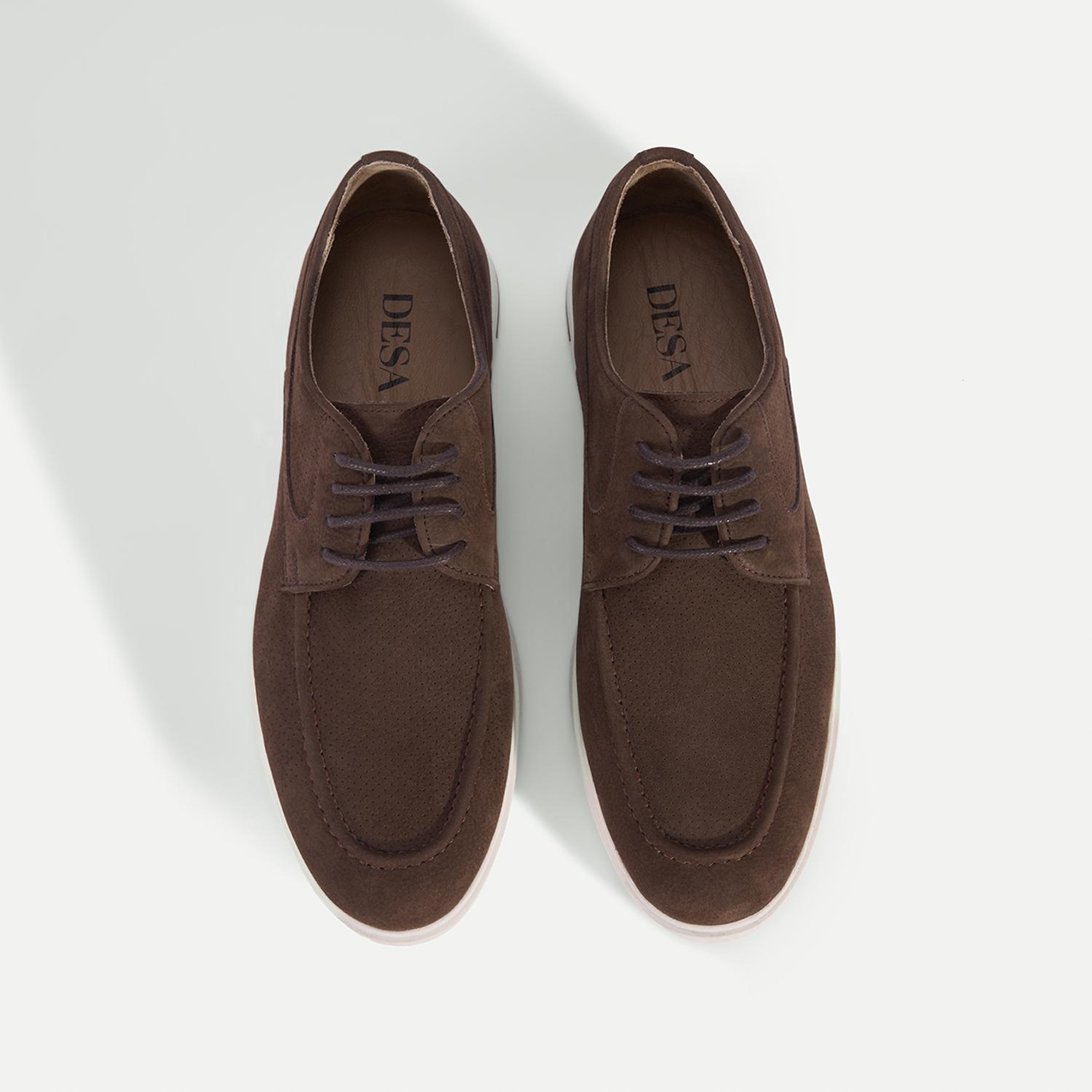 Erkek Kahve Bağcıklı Nubuk Deri Perforeli Günlük Ayakkabı