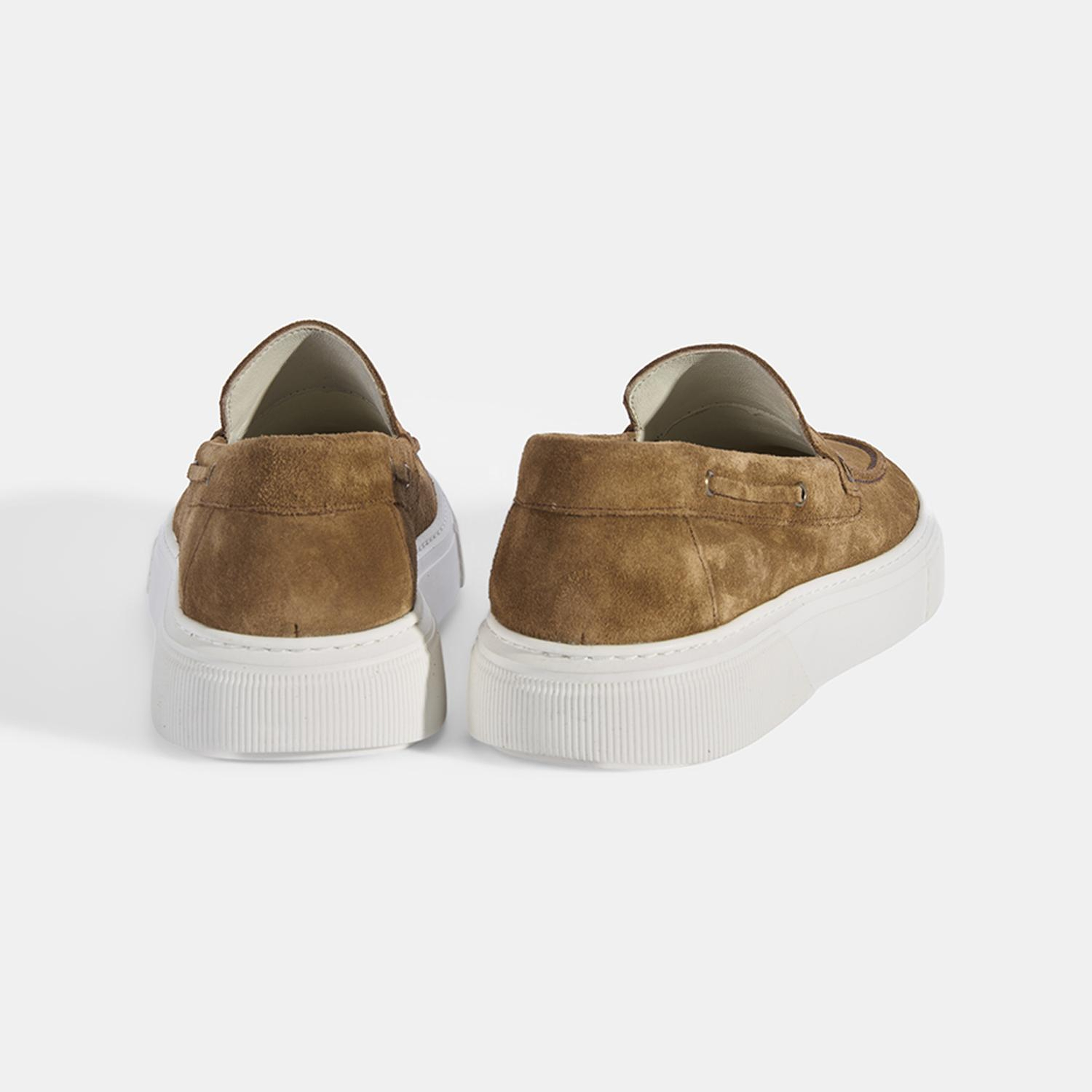 Erkek Taba Kalın Beyaz Tabanlı Süet Loafer