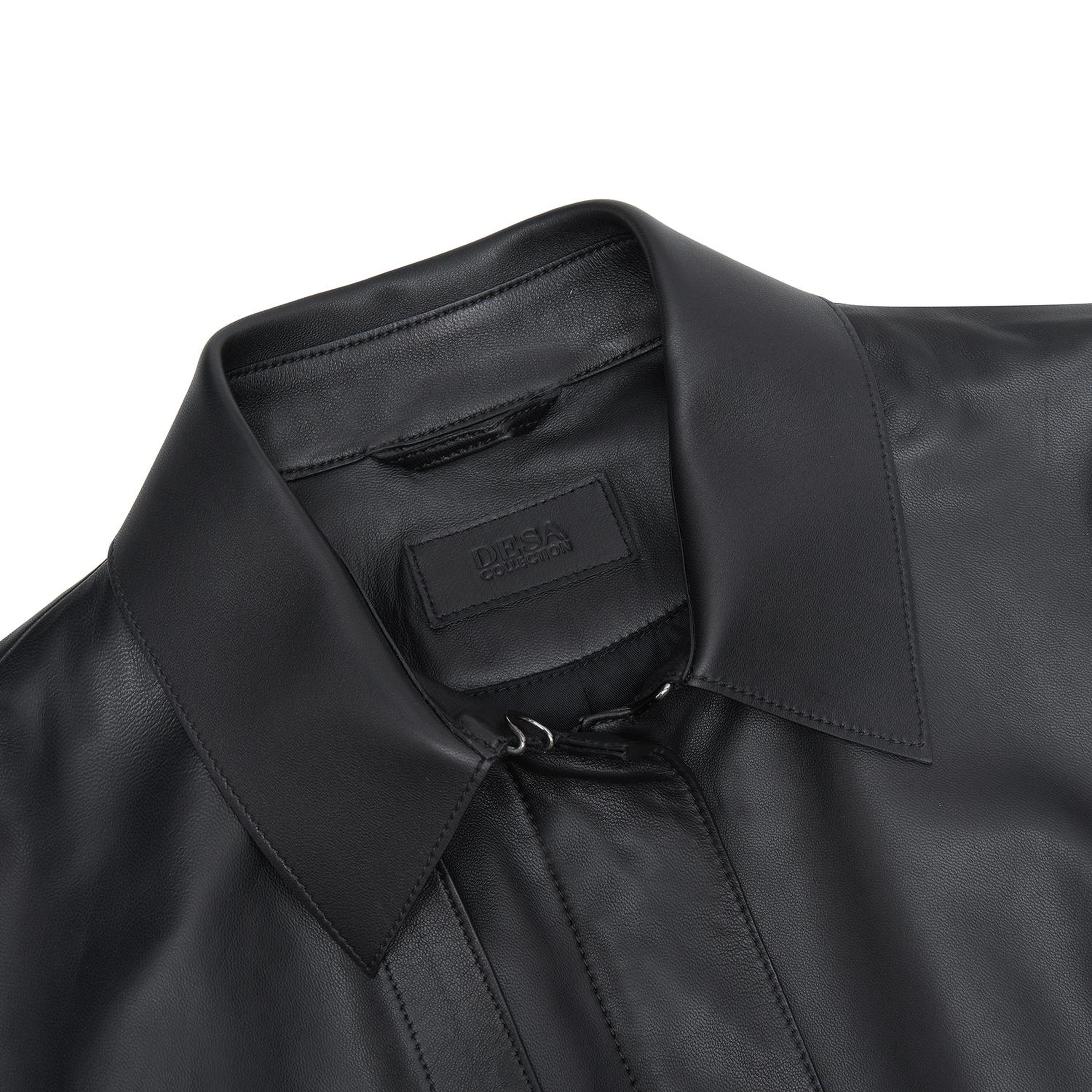 Kelly Siyah Kadın Deri Trençkot