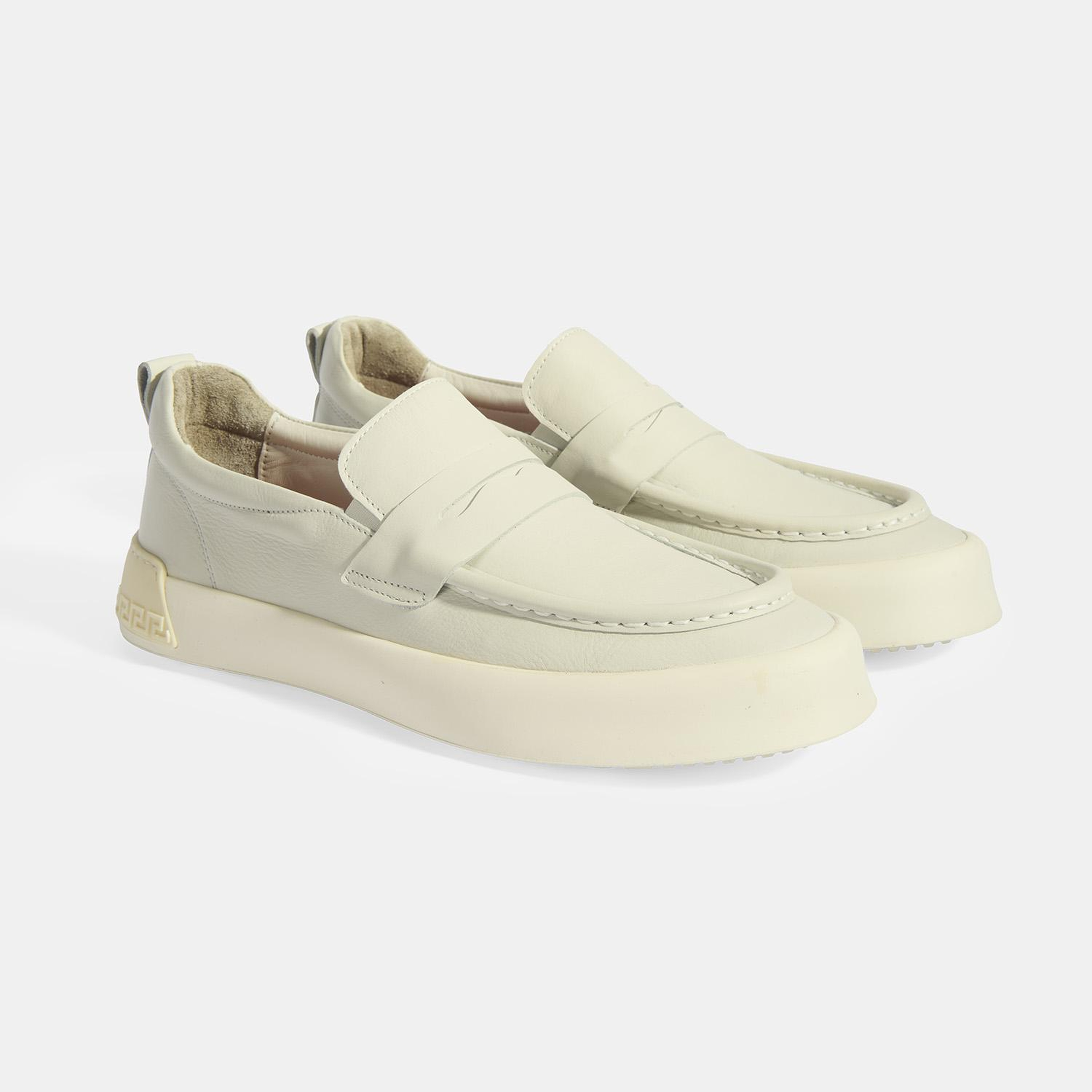 Erkek Krem Slip-On Deri Loafer
