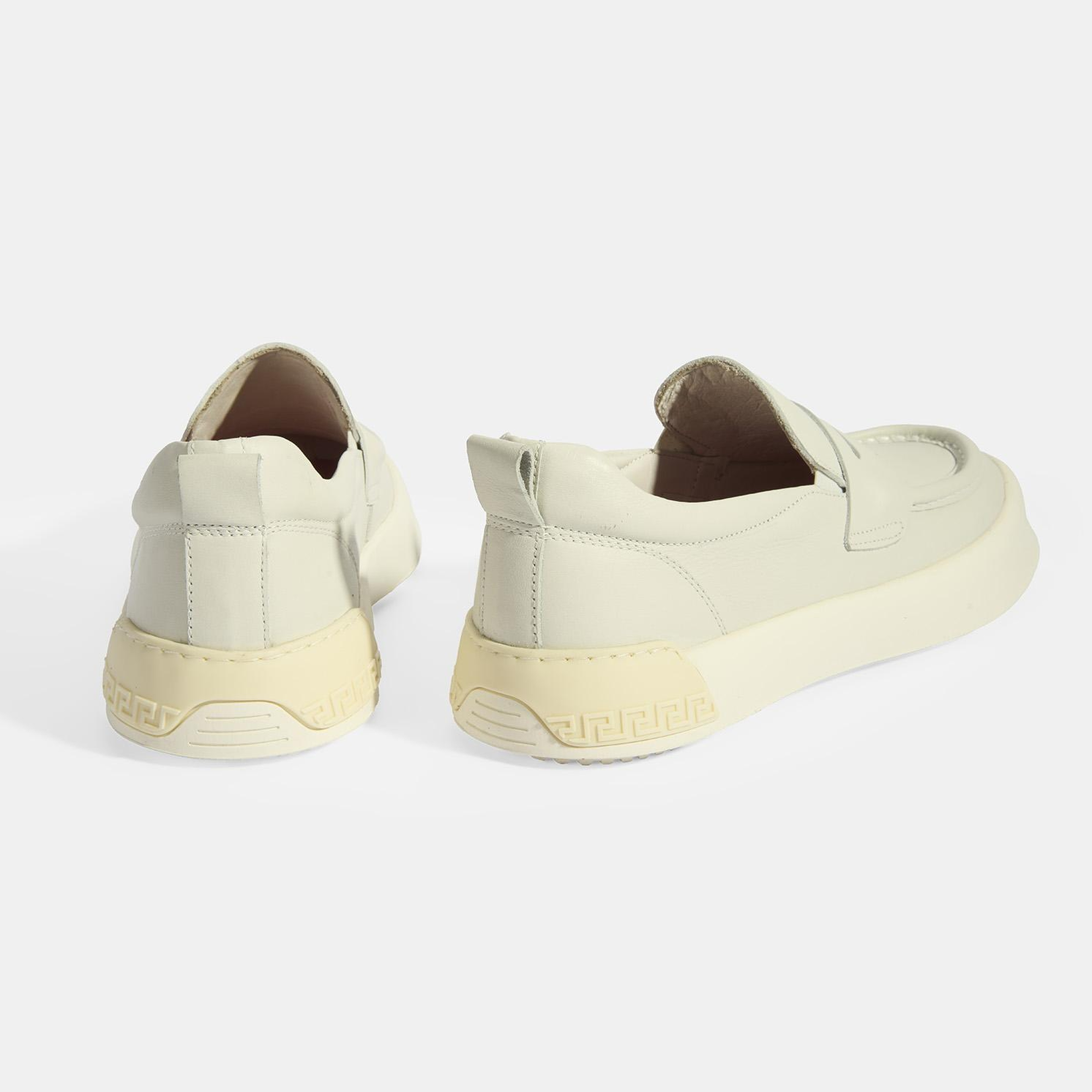 Erkek Krem Slip-On Deri Loafer