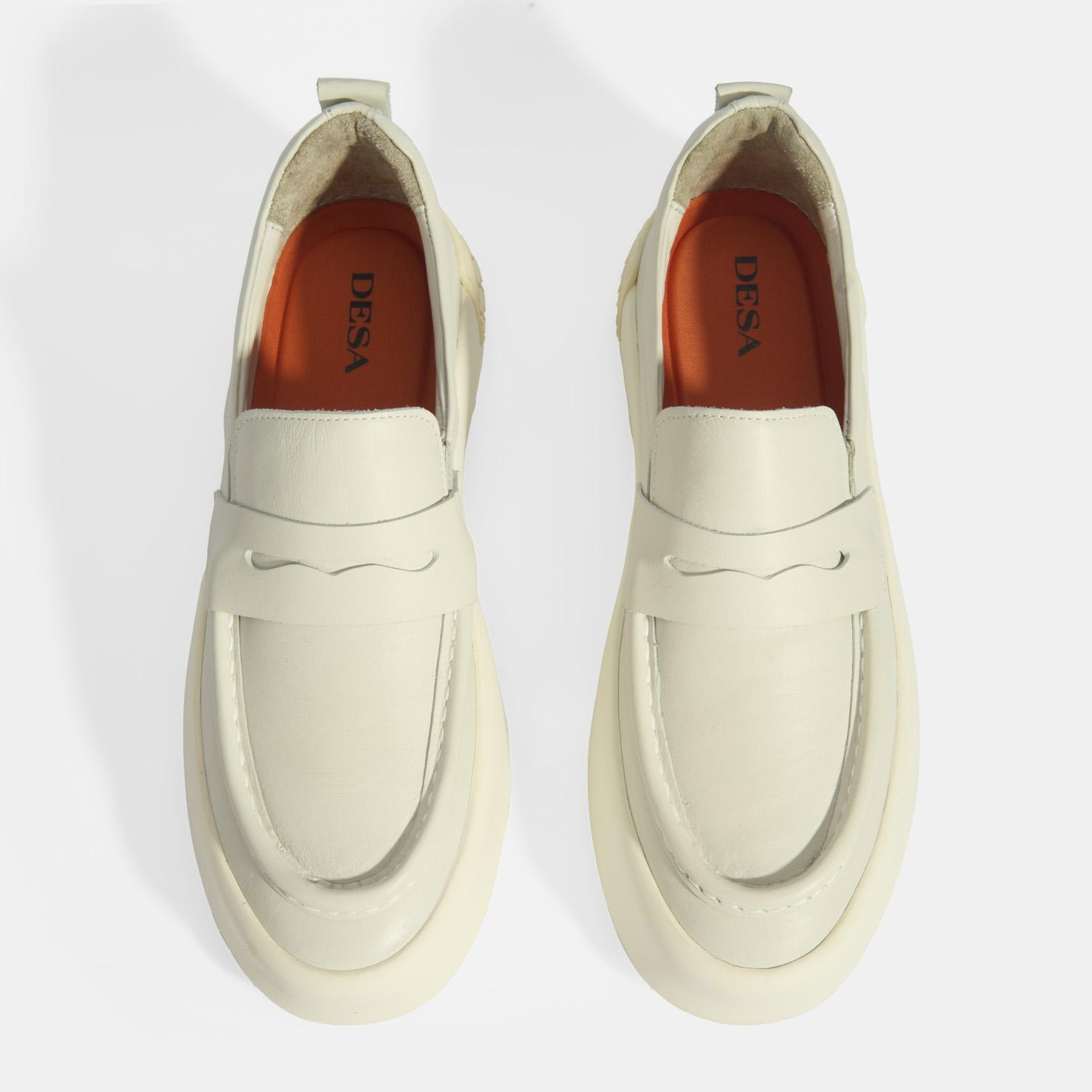 Erkek Krem Slip-On Deri Loafer