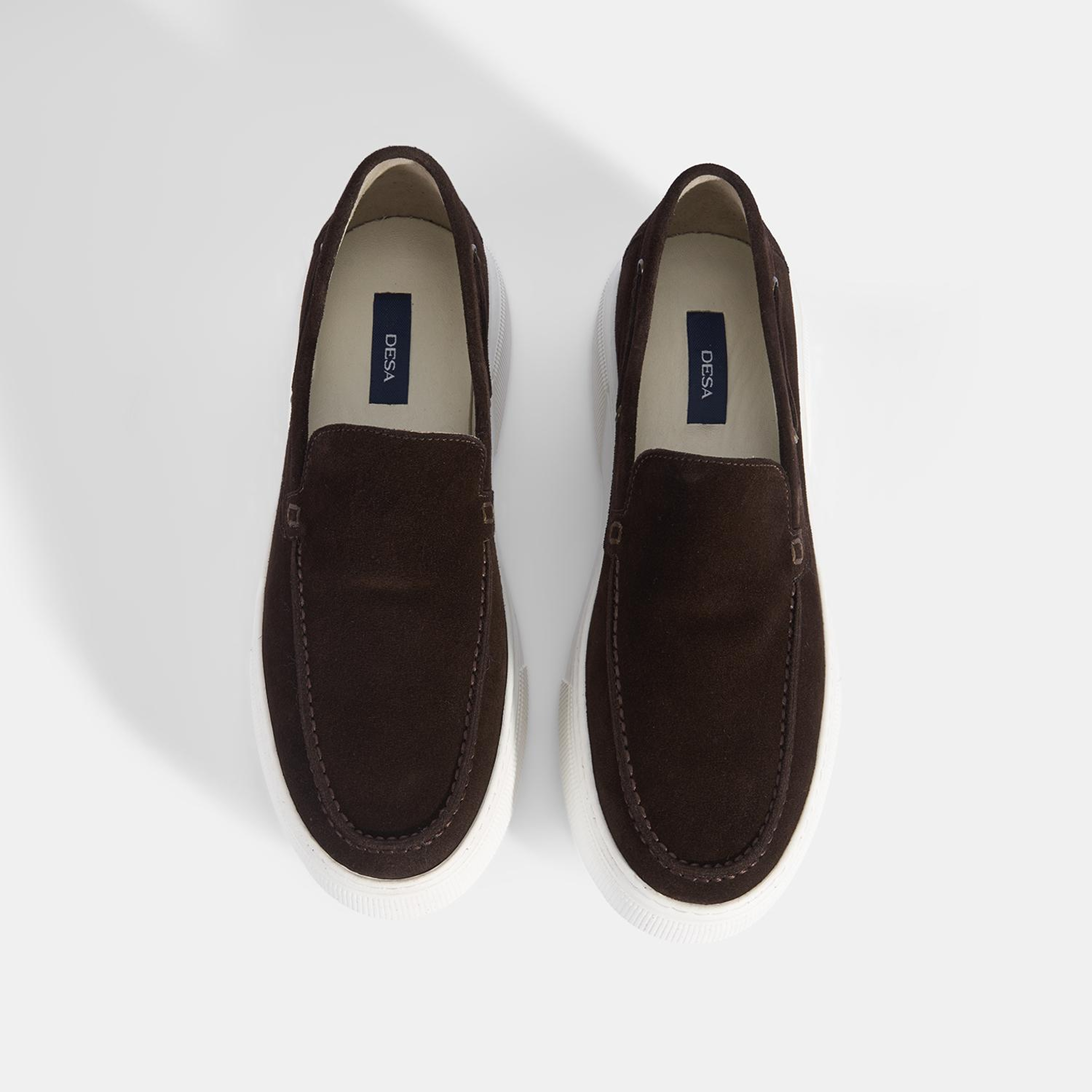 Erkek Kahve Kalın Beyaz Tabanlı Süet Loafer