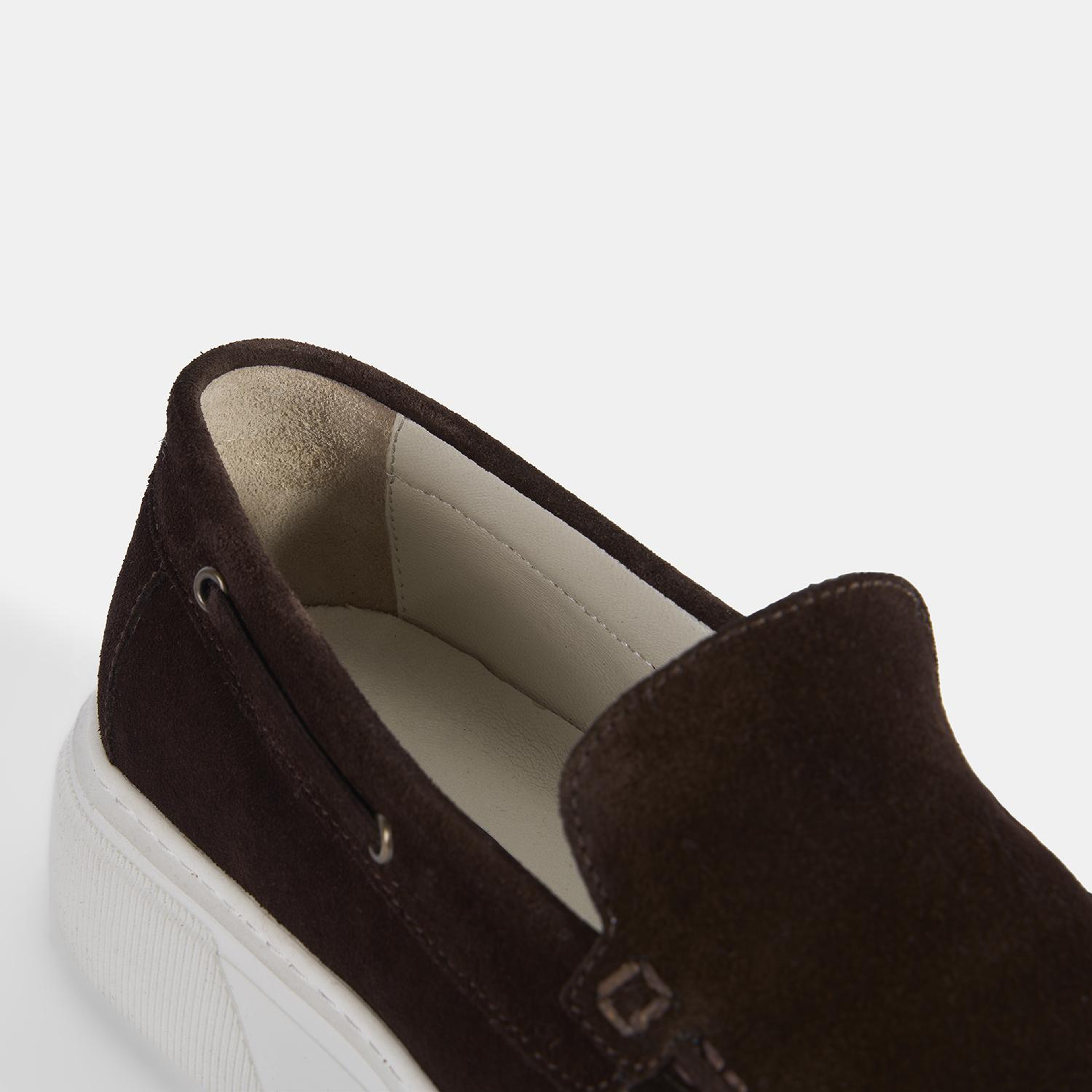 Erkek Kahve Kalın Beyaz Tabanlı Süet Loafer