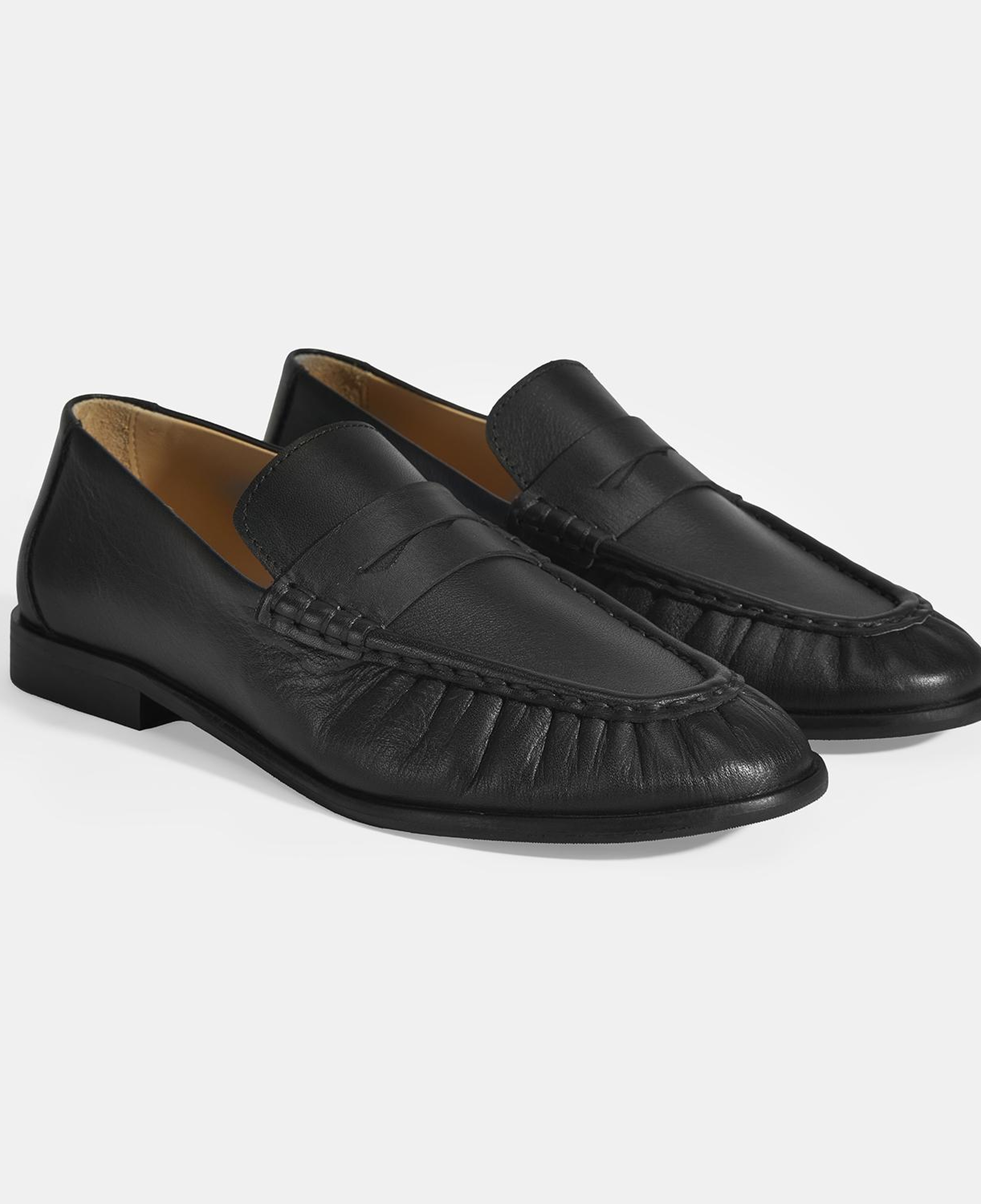 Kadın Siyah Slip-On Deri Loafer