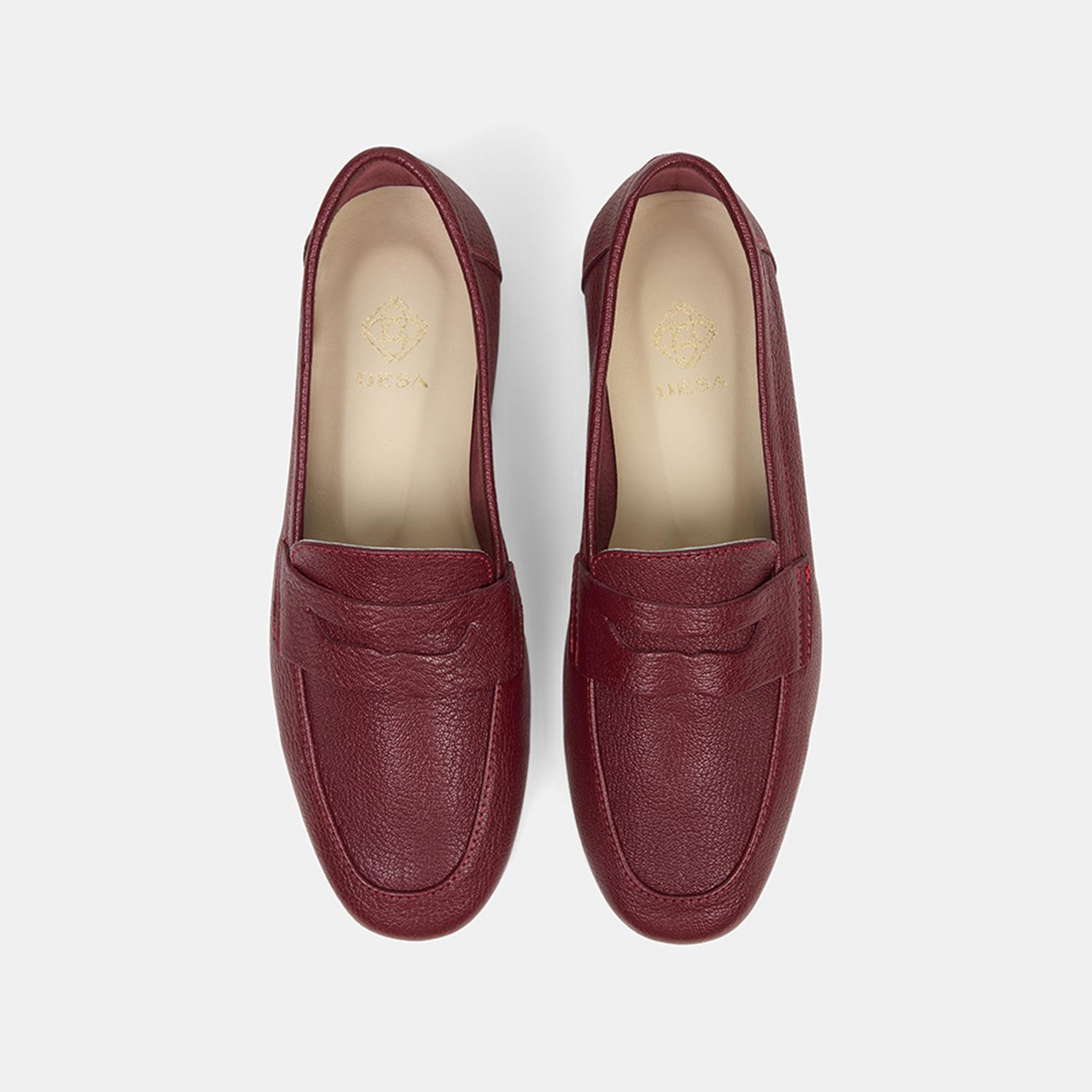 Kadın Kırmızı Yuvarlak Burun Deri Loafer