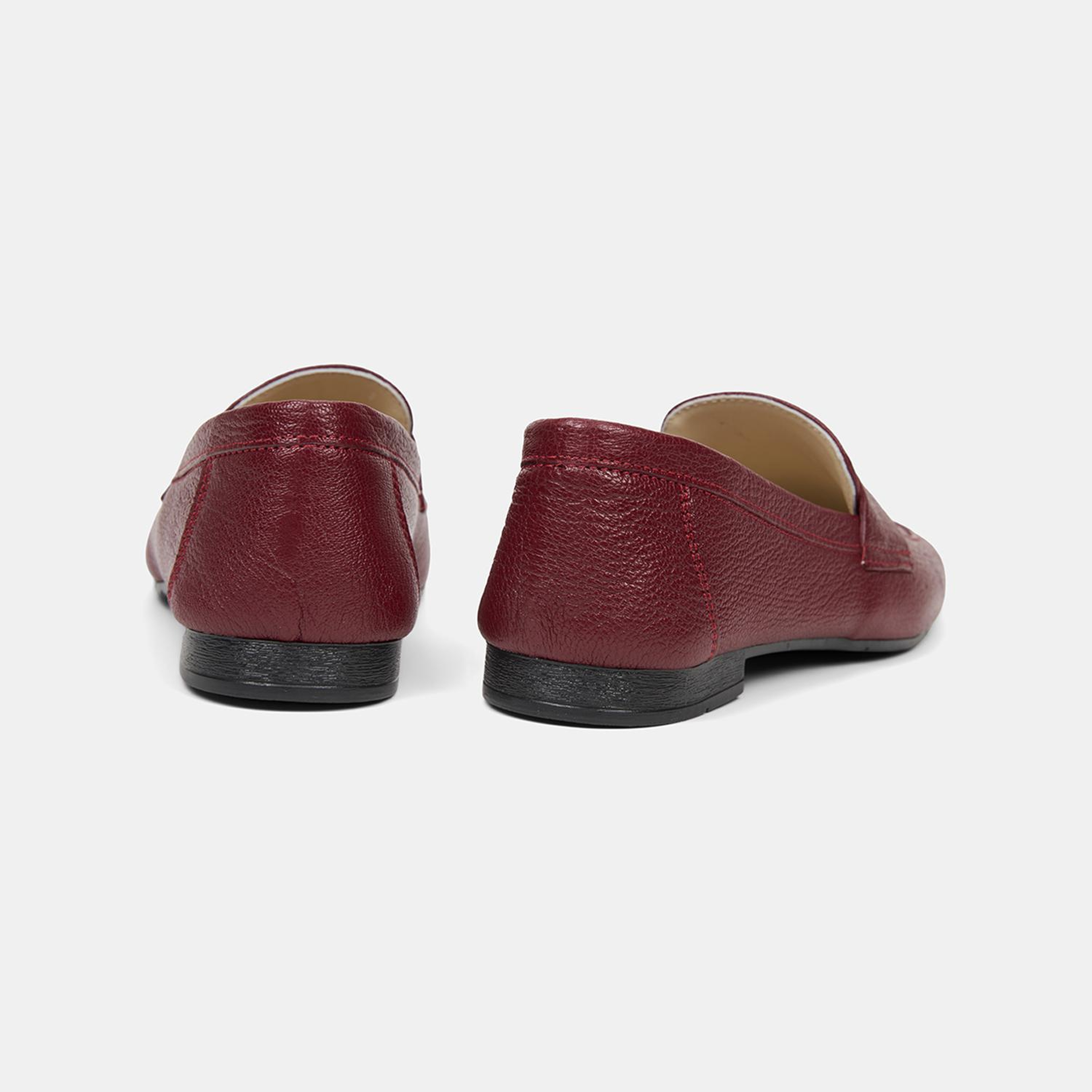 Kadın Kırmızı Yuvarlak Burun Deri Loafer