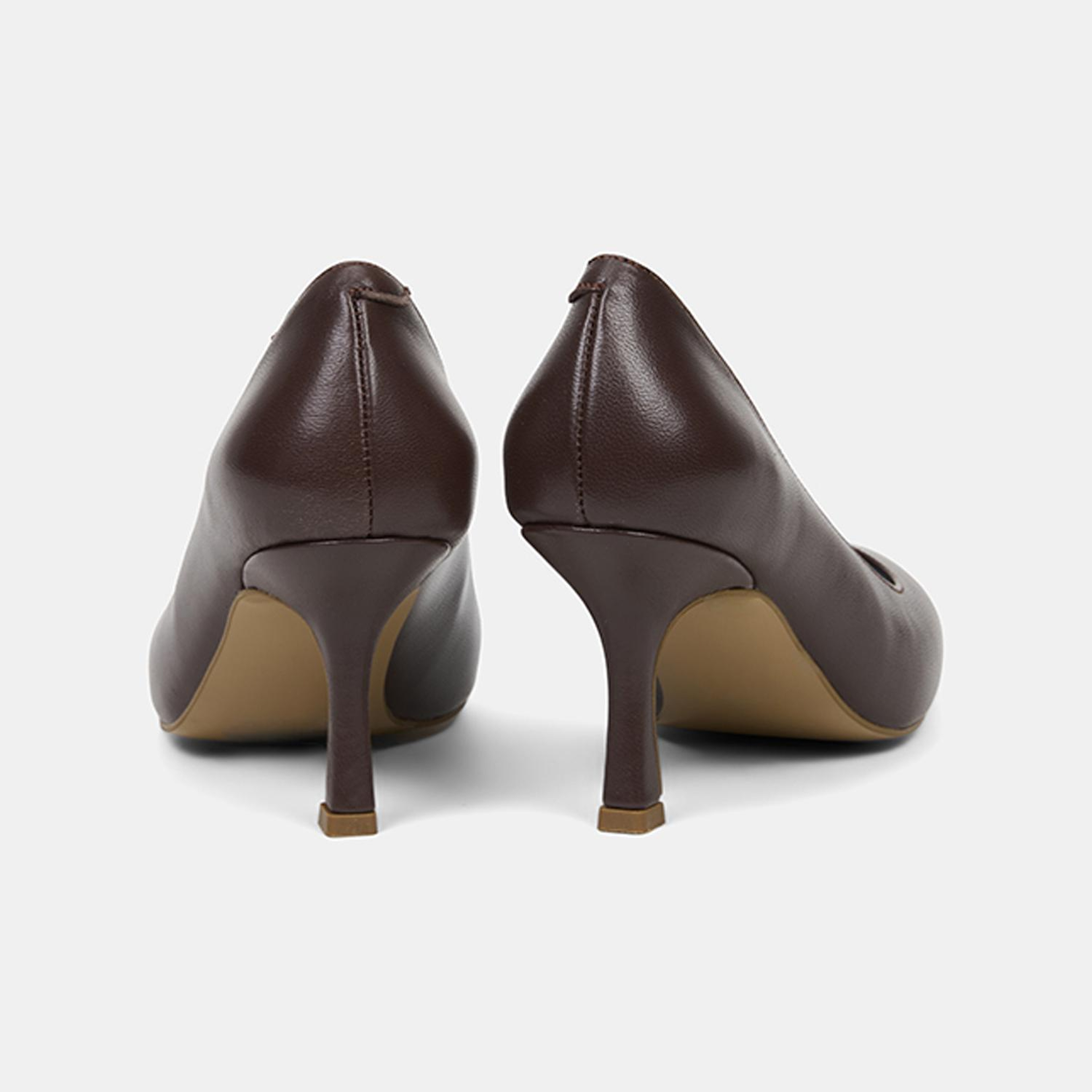 Kadın Kahve Sivri Burunlu Klasik Deri Stiletto