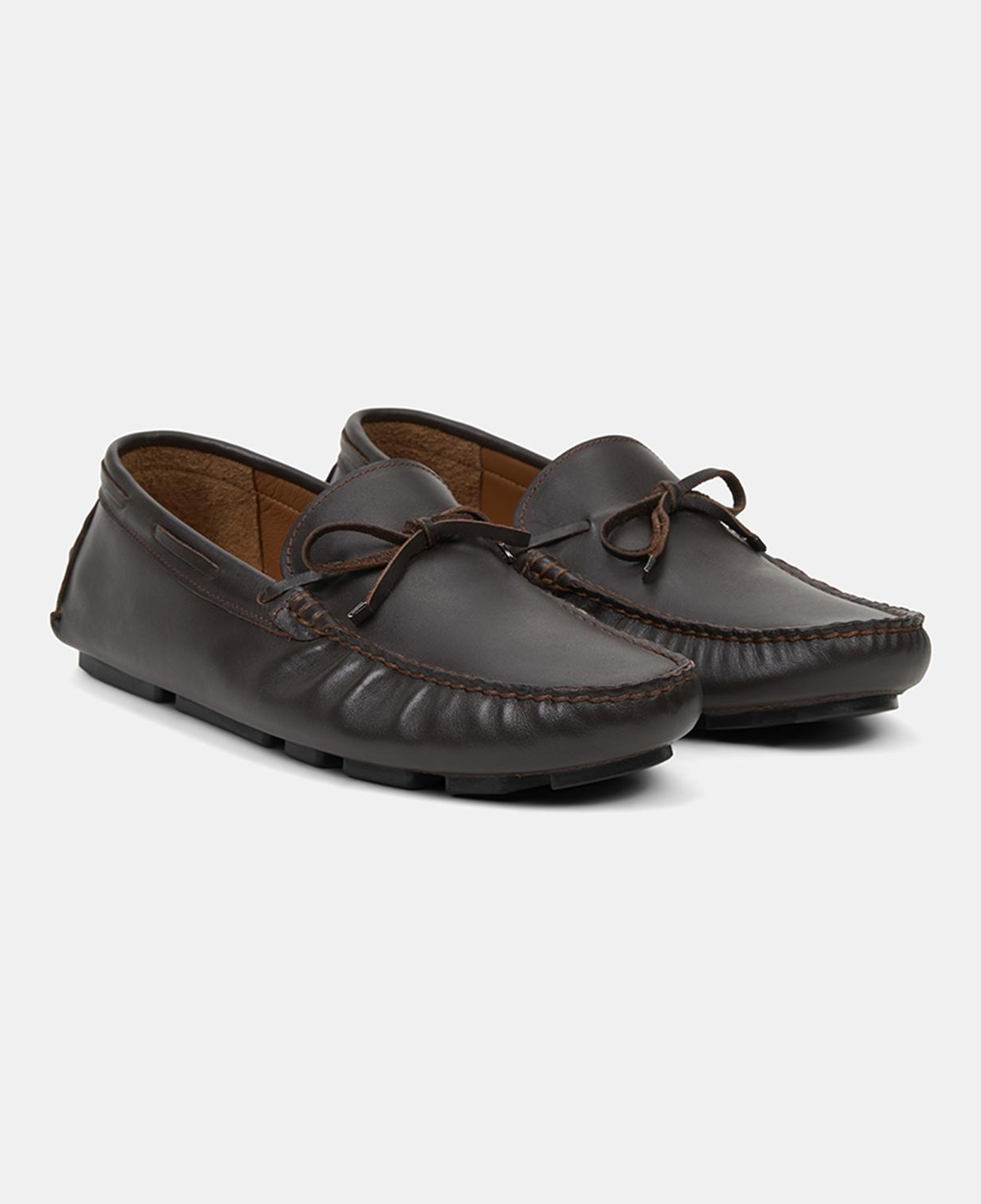 Erkek Kahve Bağcık Detaylı Deri Loafer