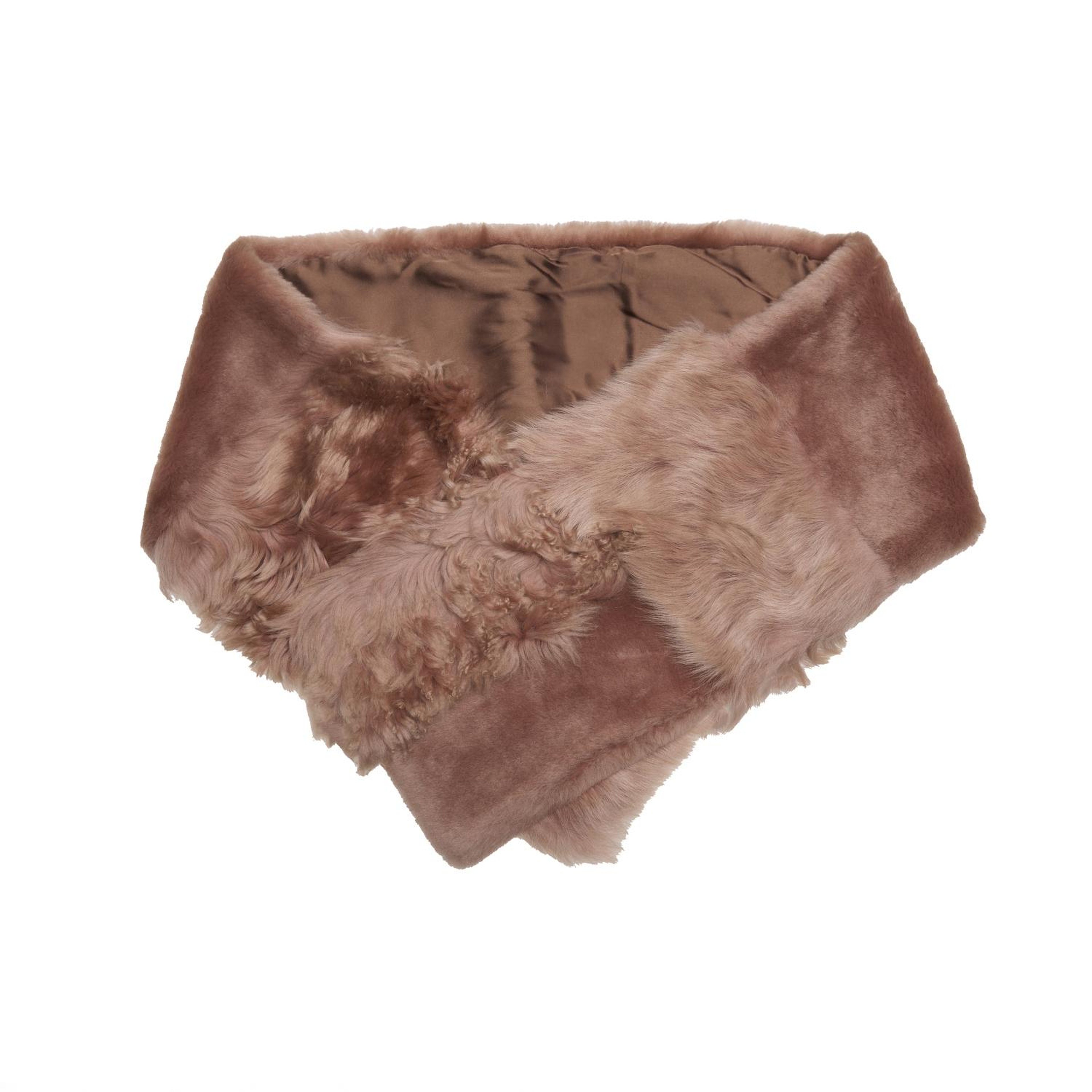 Miranna Pembe Kadın Kürk Şal Yaka