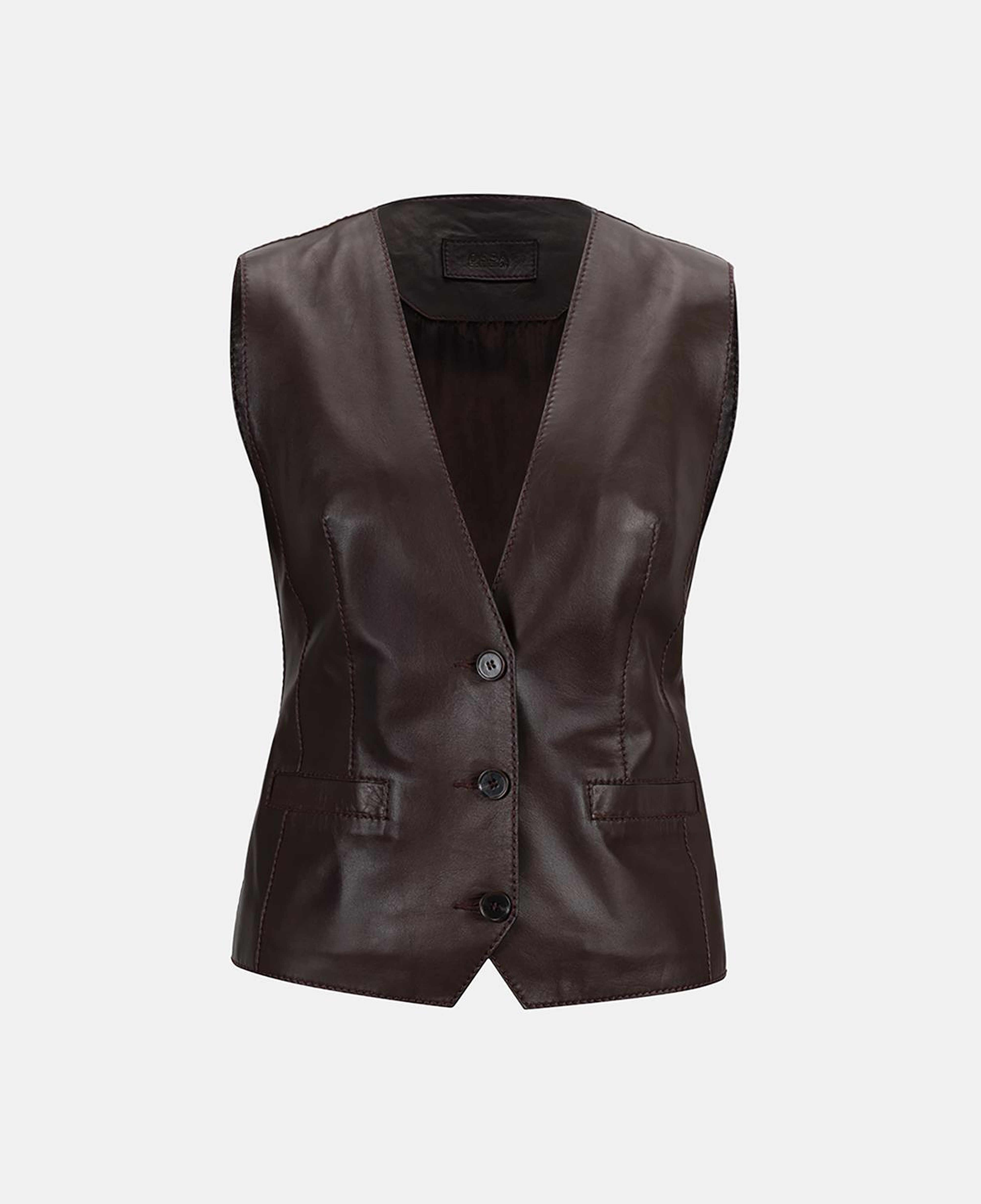 Kadın Koyu Kahve Deri Yelek