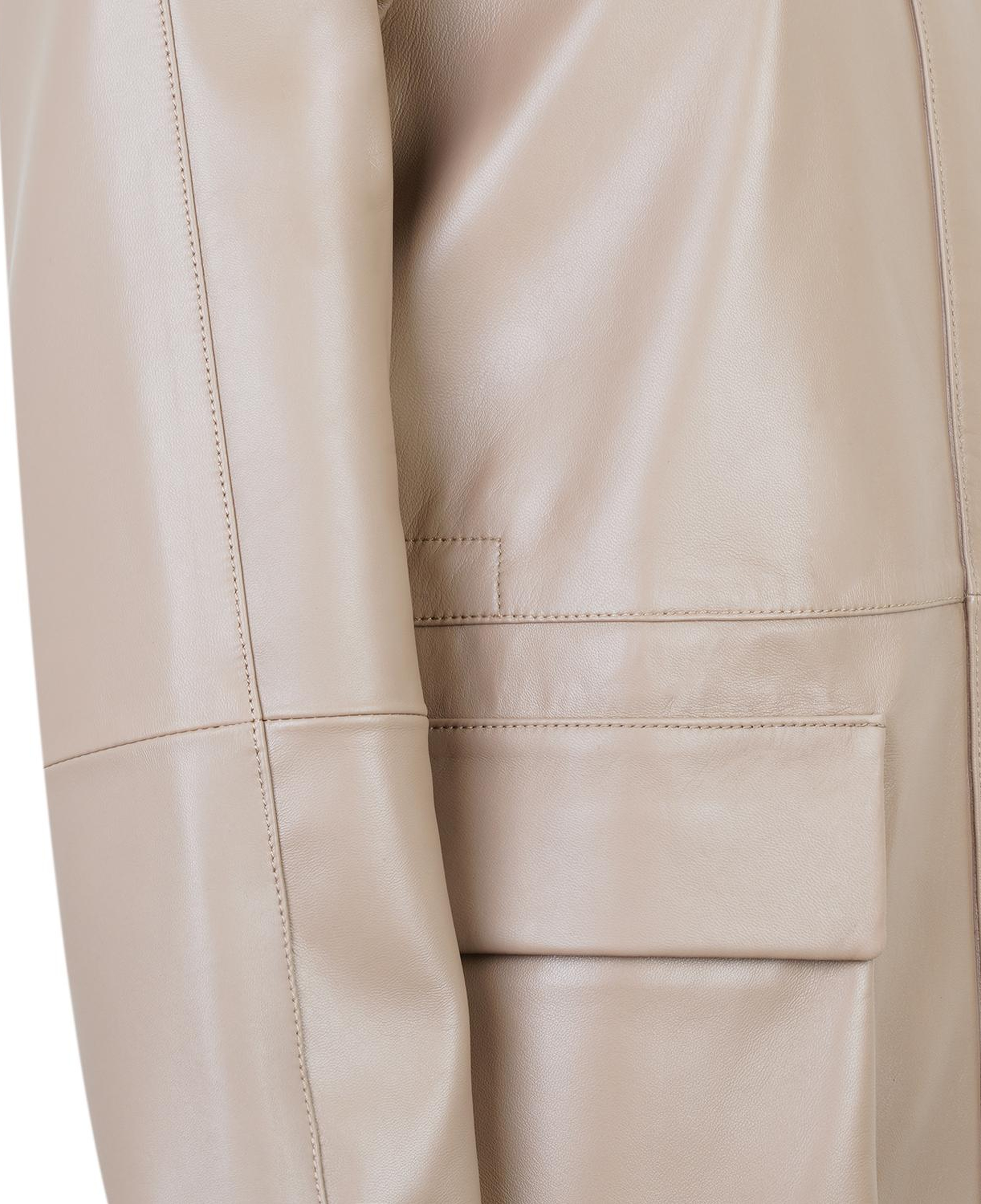 Caralynn Bej Kadın Kürk Yakalı Deri Mont