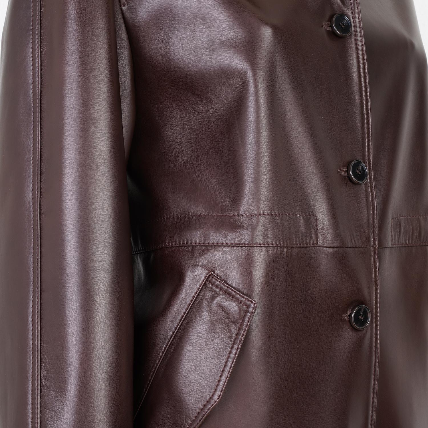 Carlynda Kahve Kadın Deri Pardösü