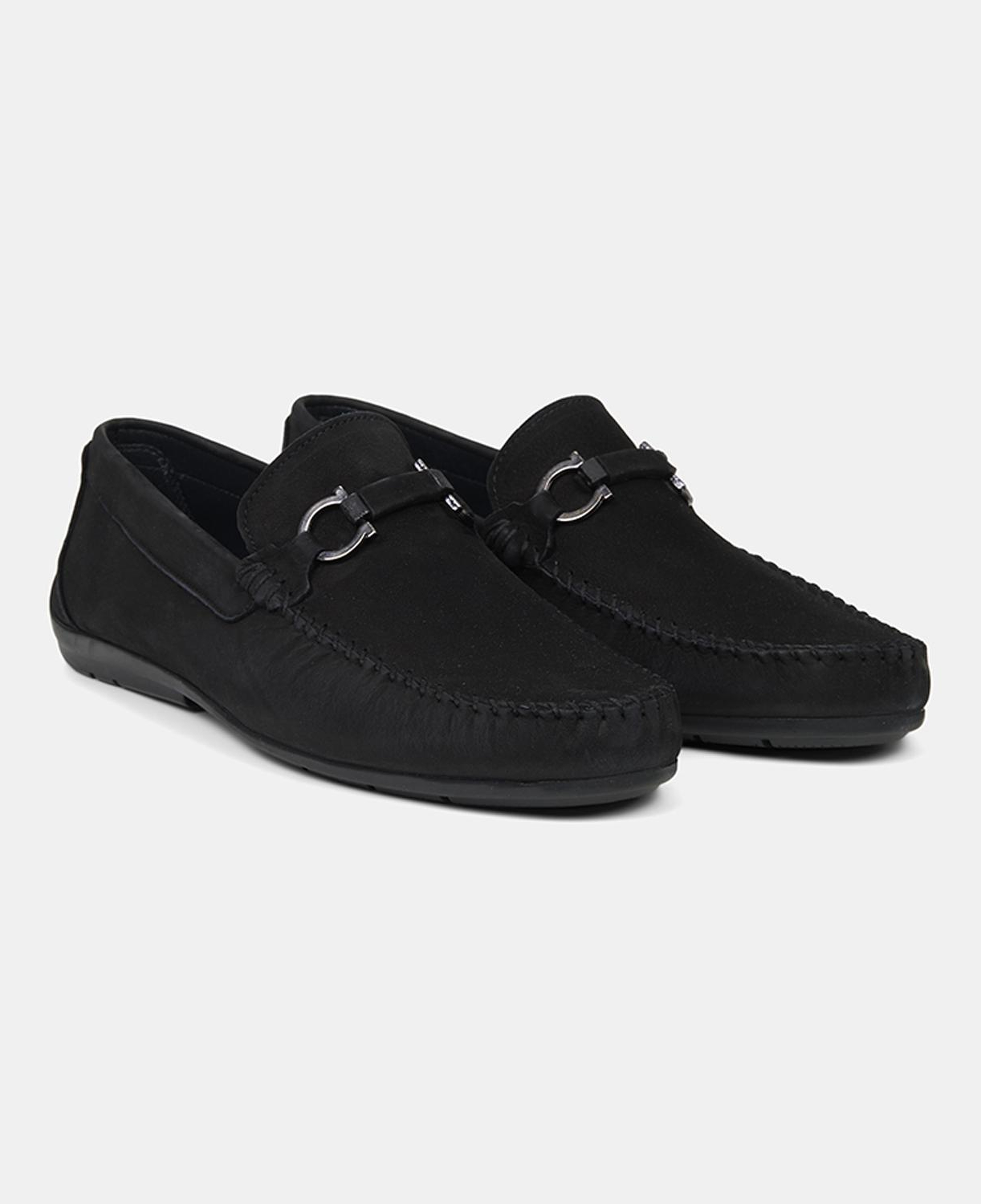 Erkek Siyah Metal Toka Detaylı Süet Loafer