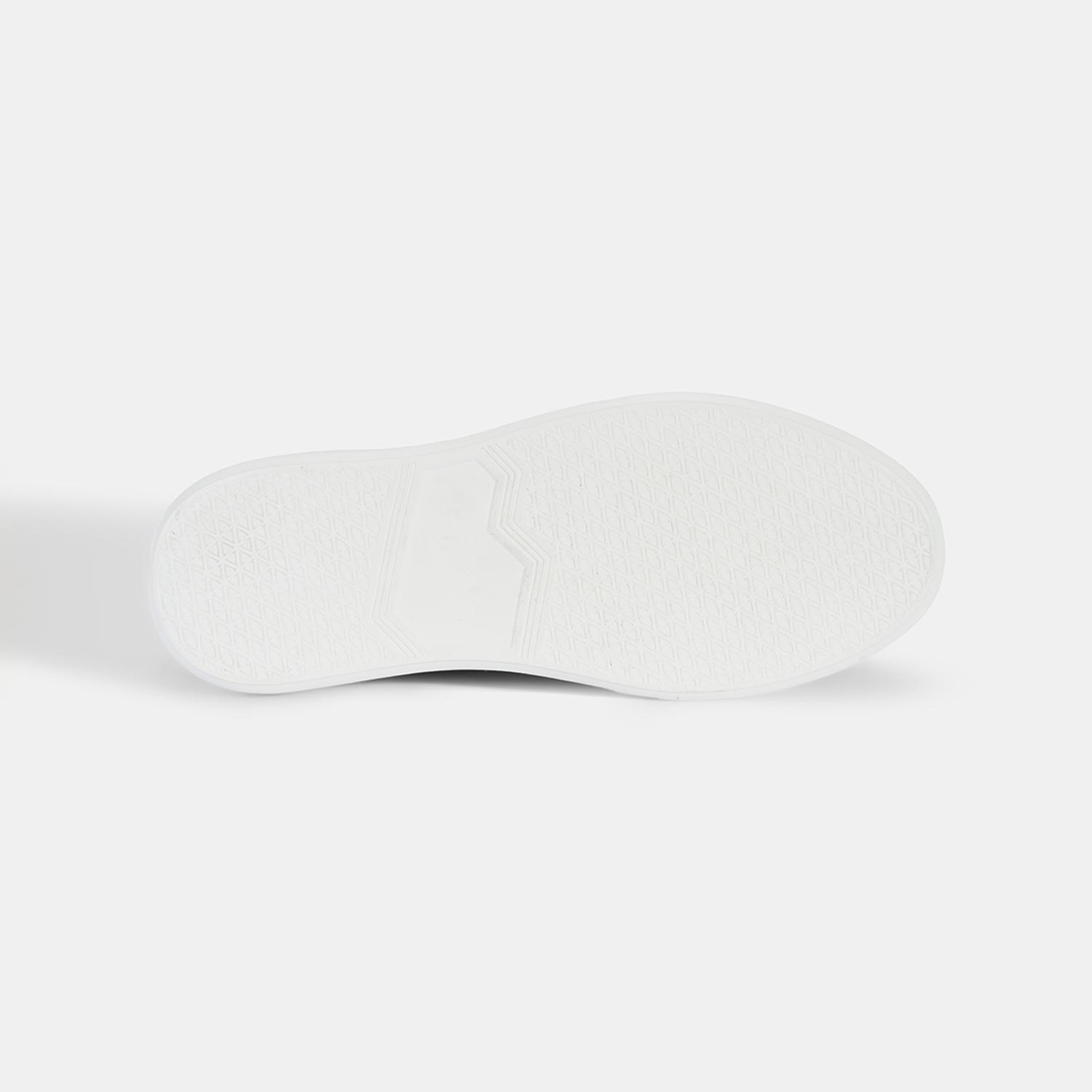 Erkek Koyu Kahve Bağcıklı Beyaz Tabanlı Deri Spor Ayakkabı