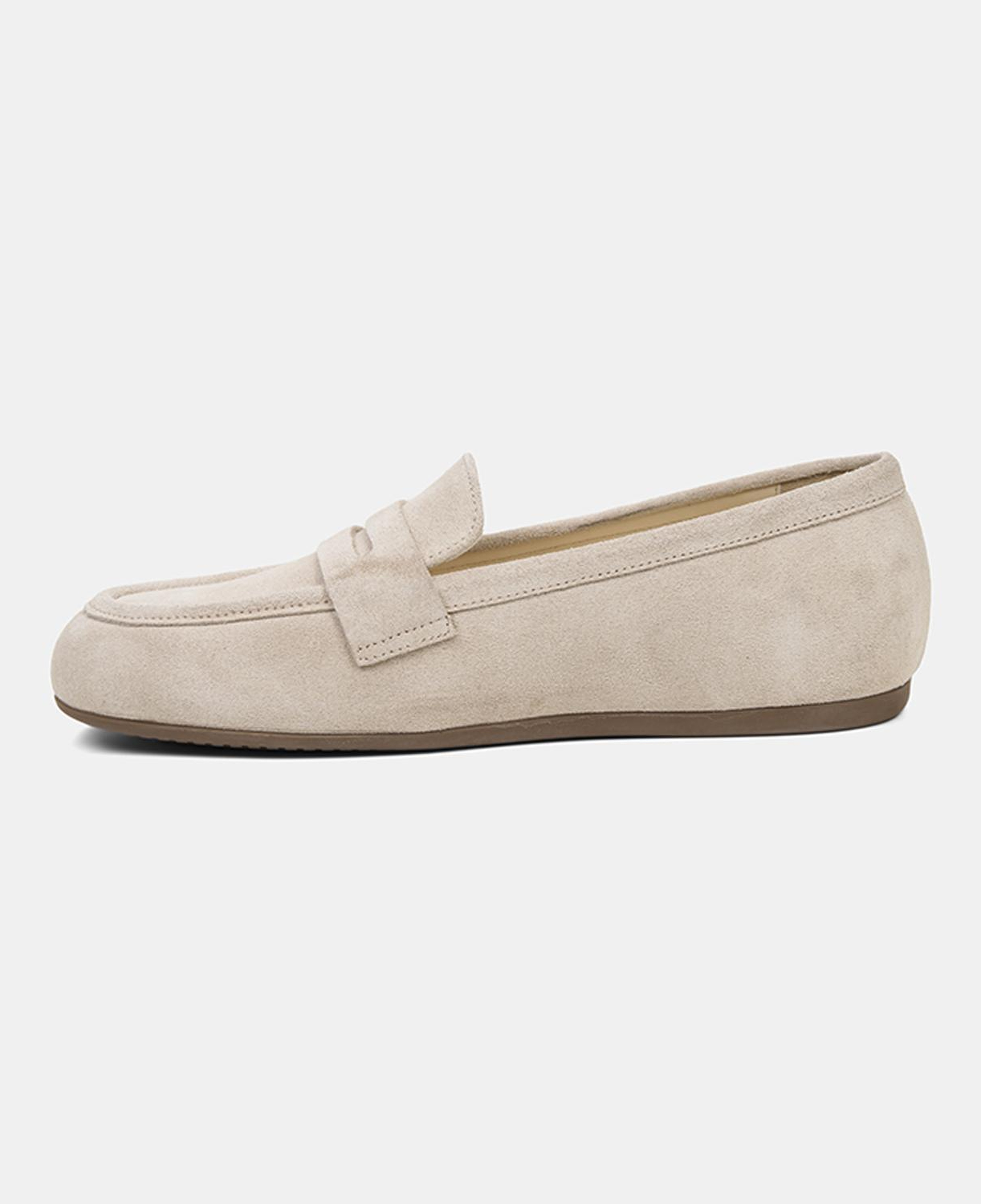 Kadın Bej Metal Detaylı Süet Loafer