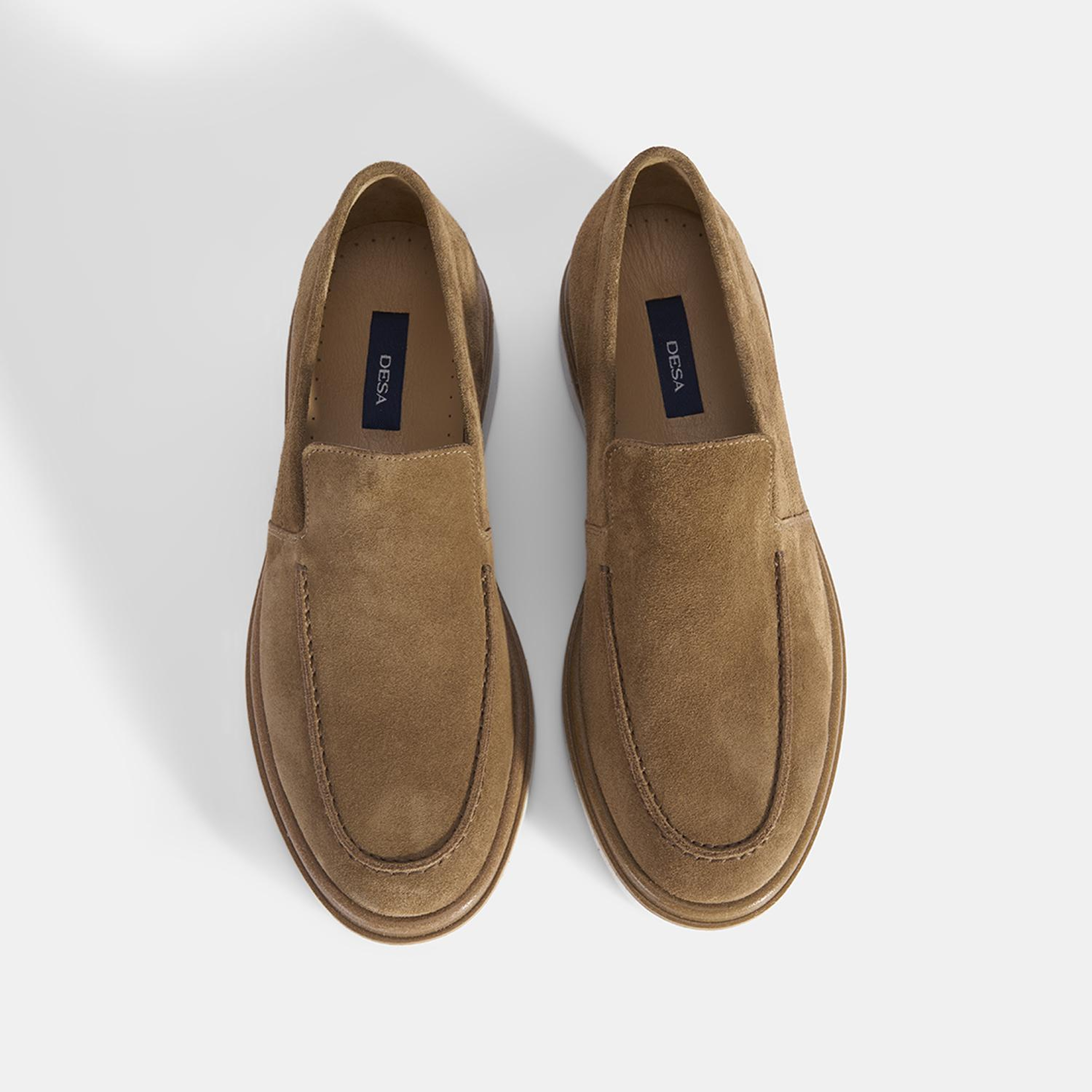 Erkek Taba Klasik Beyaz Tabanlı Süet Loafer