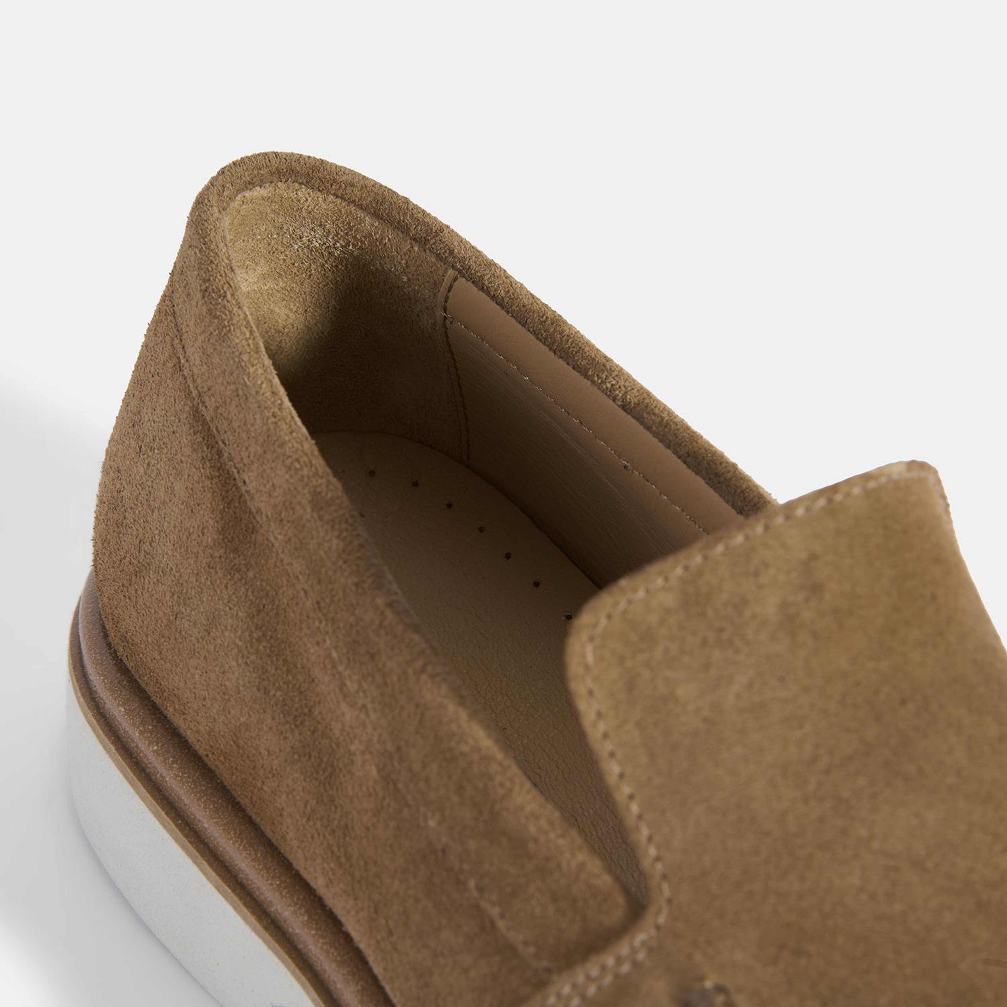 Erkek Taba Klasik Beyaz Tabanlı Süet Loafer