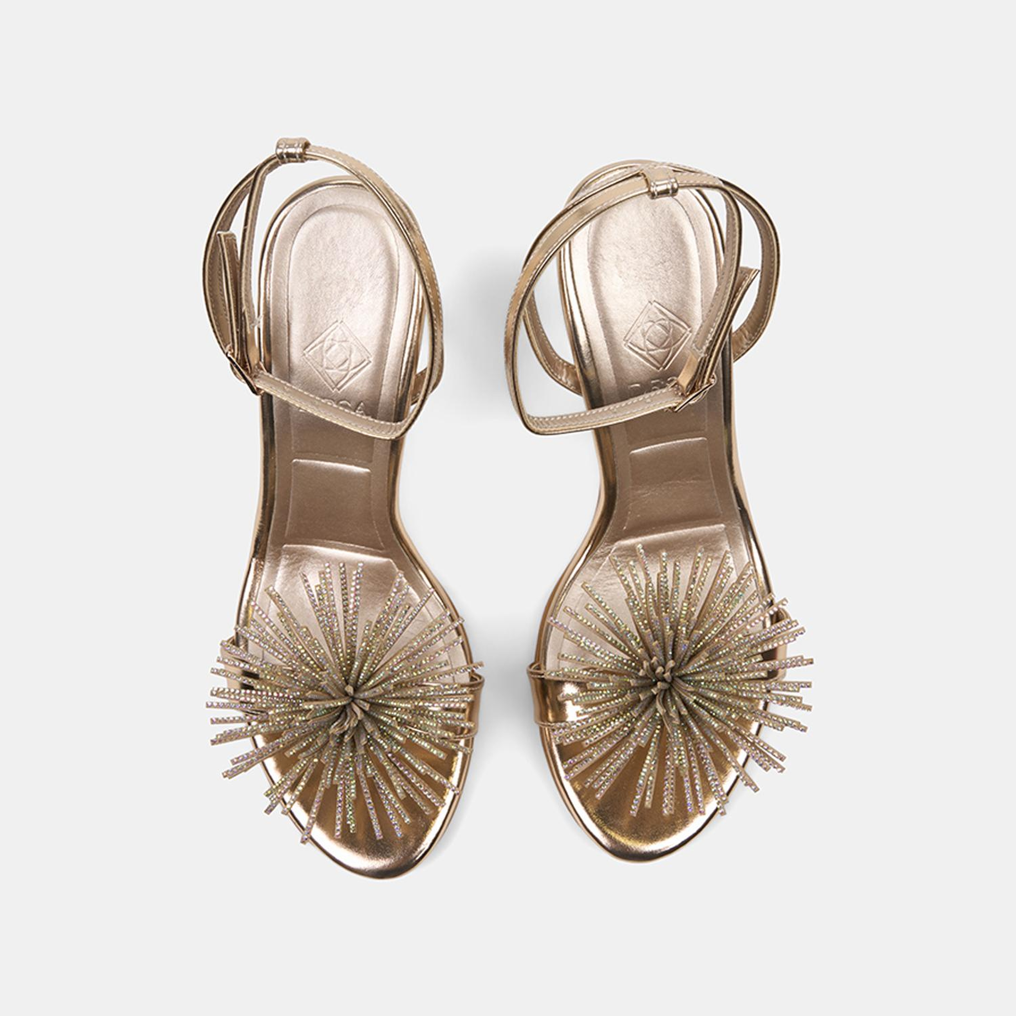 Kadın Rose Taşlı Ayarlanabilir Tokalı İnce Topuklu Abiye Sandalet