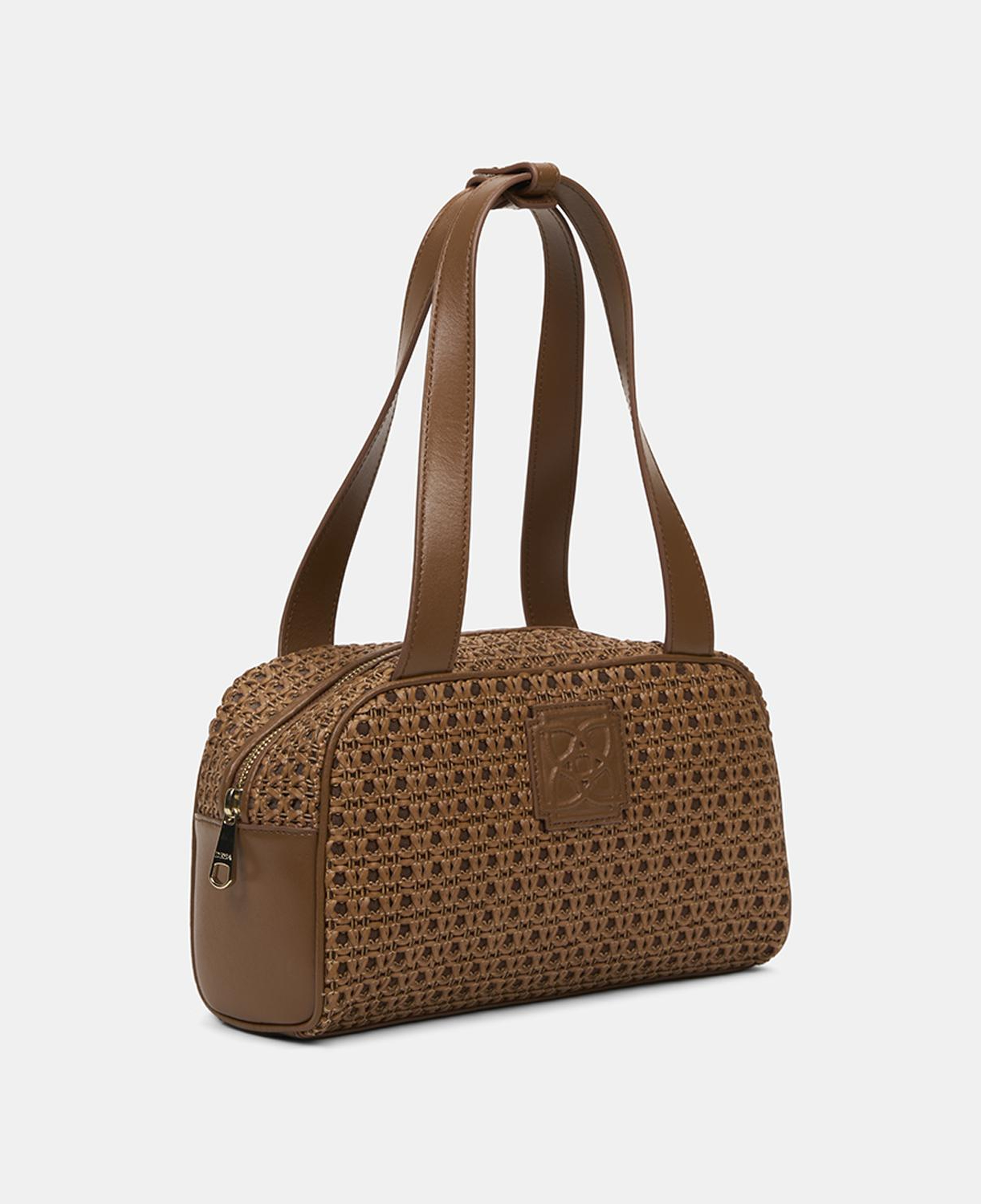 Kadın Taba Örgü Detaylı Logolu Omuz Çantası