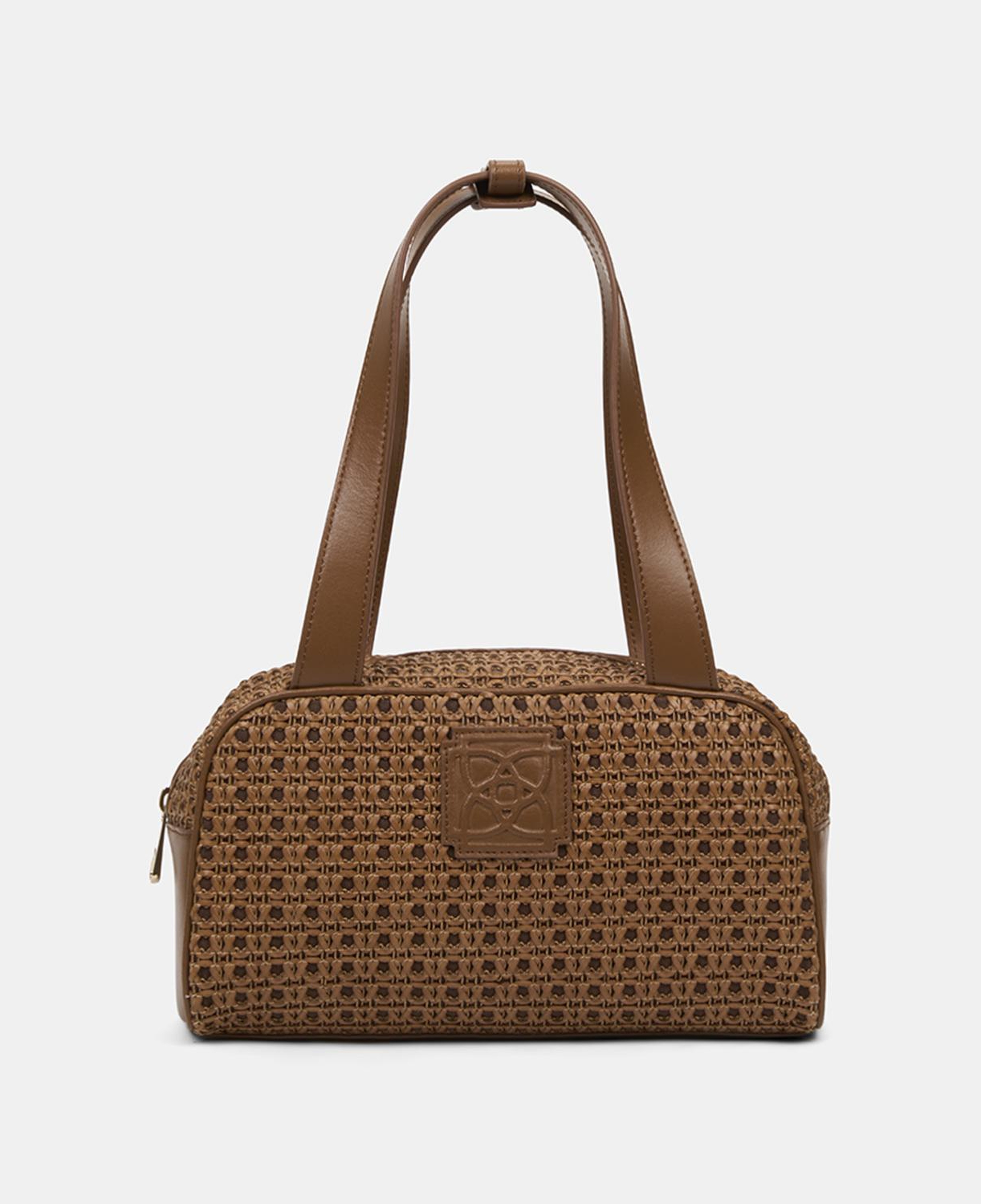 Kadın Taba Örgü Detaylı Logolu Omuz Çantası