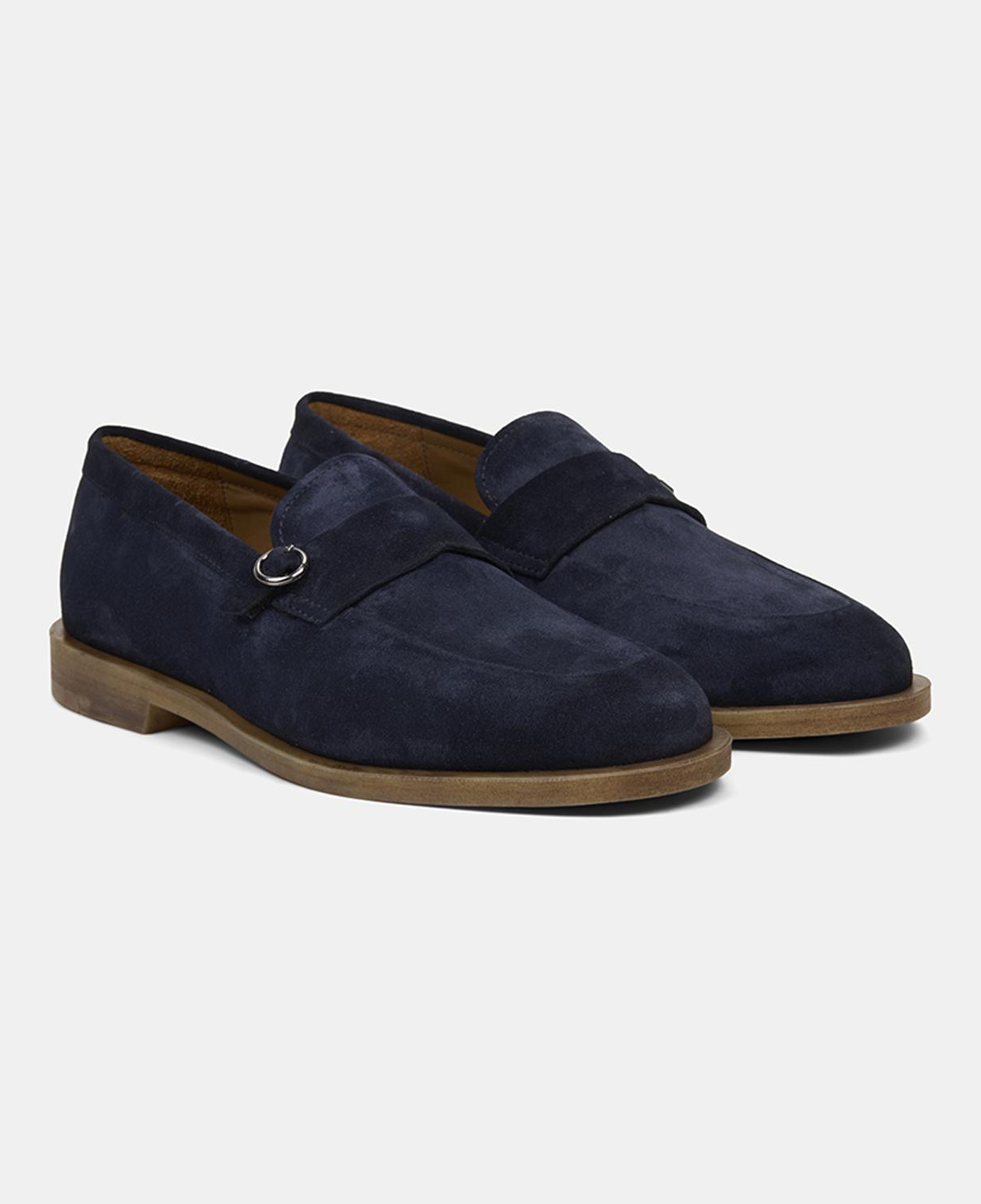 Erkek Lacivert Metal Detaylı Süet Loafer